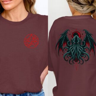 Red Mystical Sigil T-Shirt, Occult Pentagram Rune Tee, Witchy Gothic Esoteric Symbol Top, Dark Academia Alternative Clothing Gift
