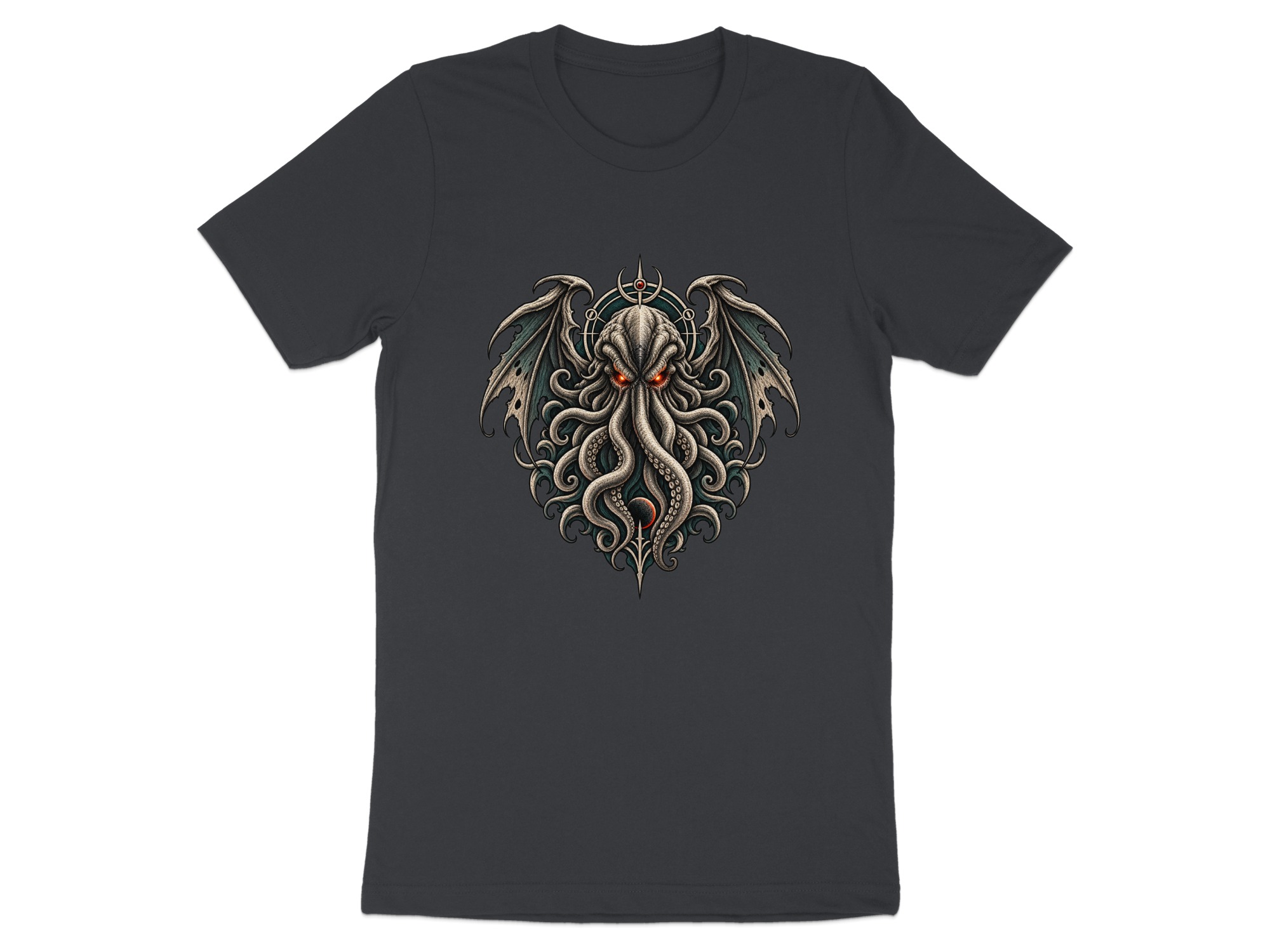 Cthulhu T-Shirt with Eldritch Tentacles & Bat Wings | Lovecraftian Mythos Dark Fantasy Gothic Horror Tee - Image 2