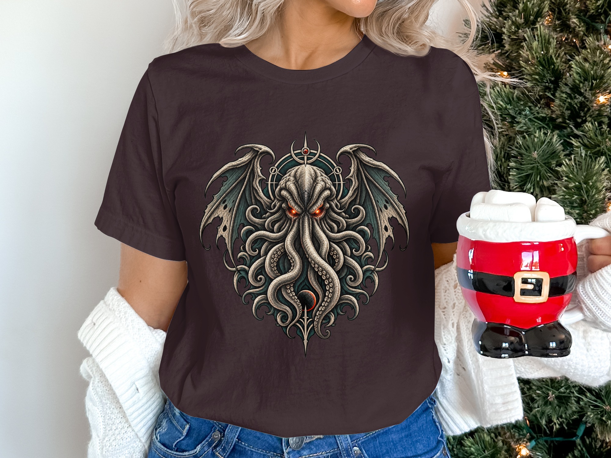 Cthulhu T-Shirt with Eldritch Tentacles & Bat Wings | Lovecraftian Mythos Dark Fantasy Gothic Horror Tee - Image 4
