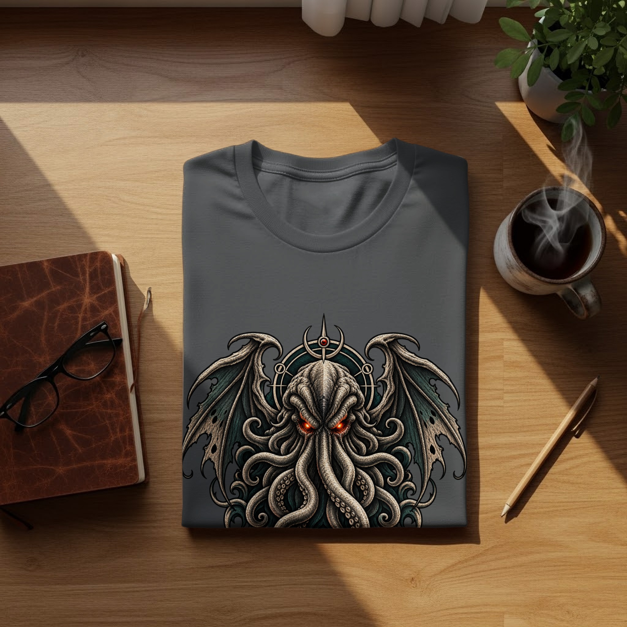 Cthulhu T-Shirt with Eldritch Tentacles & Bat Wings | Lovecraftian Mythos Dark Fantasy Gothic Horror Tee - Image 7