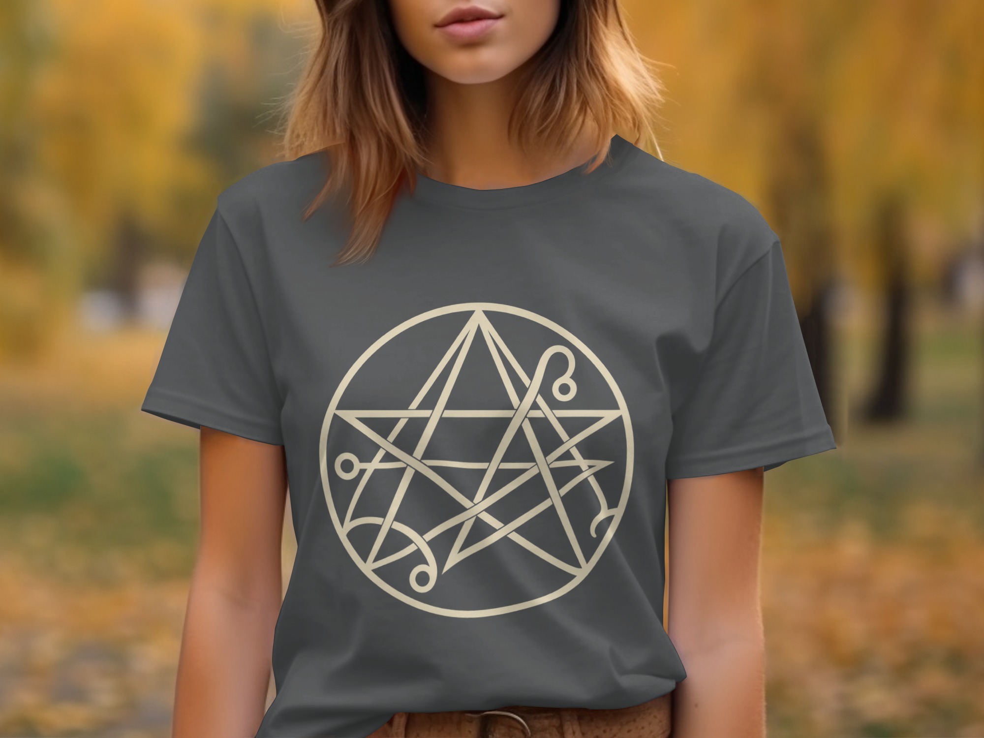 Occult Symbol Magic Circle T-Shirt, Witchy Aesthetic Mystic Pentagram Graphic Tee, Dark Academia Esoteric Spiritual Gift