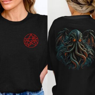 Cthulhu with Sigil T-Shirt, Lovecraftian Esoteric Symbol Graphic Tee, Dark Academia Alternative Goth Aesthetic Shirt, Unique Pagan