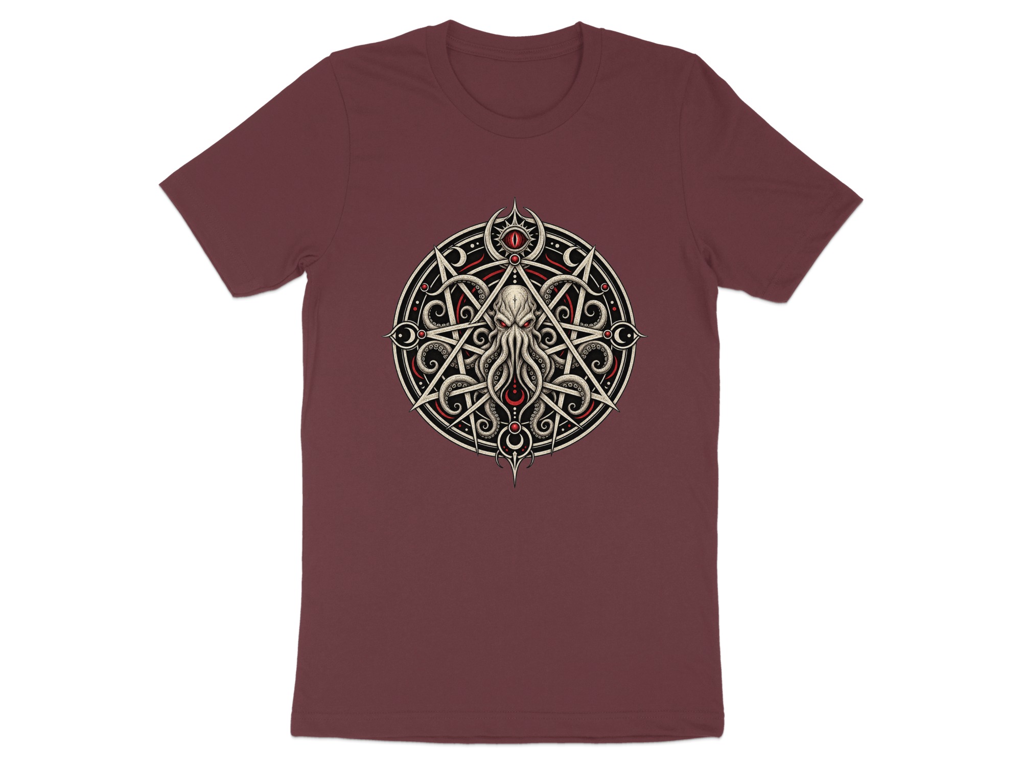 Lovecraftian Cthulhu Pentagram T-Shirt, Eldritch Horror Eye Gothic Occult Graphic Tee for Dark Academia Fans & Fantasy Fan Gift - Image 7