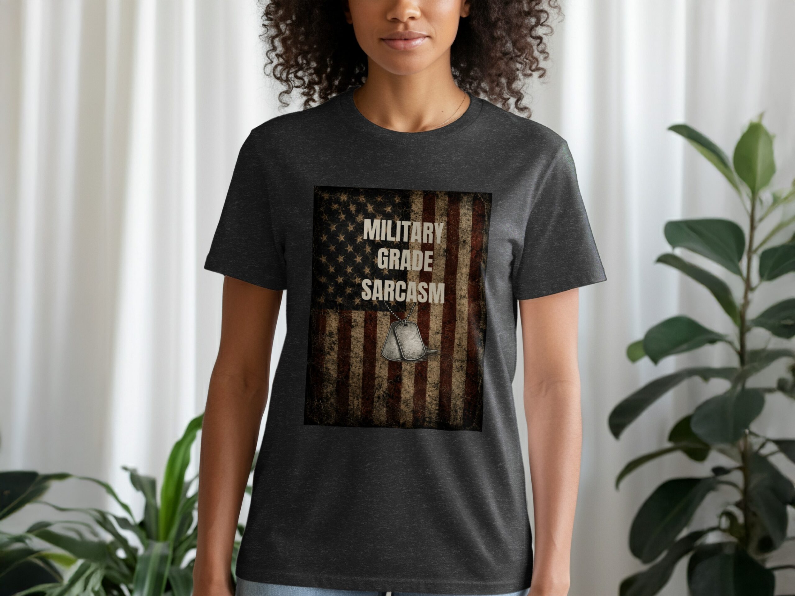 Military Grade Sarcasm T-Shirt, Distressed American Flag Veteran Gift, Patriotic Funny Tee with Faux Dog Tags - Image 10