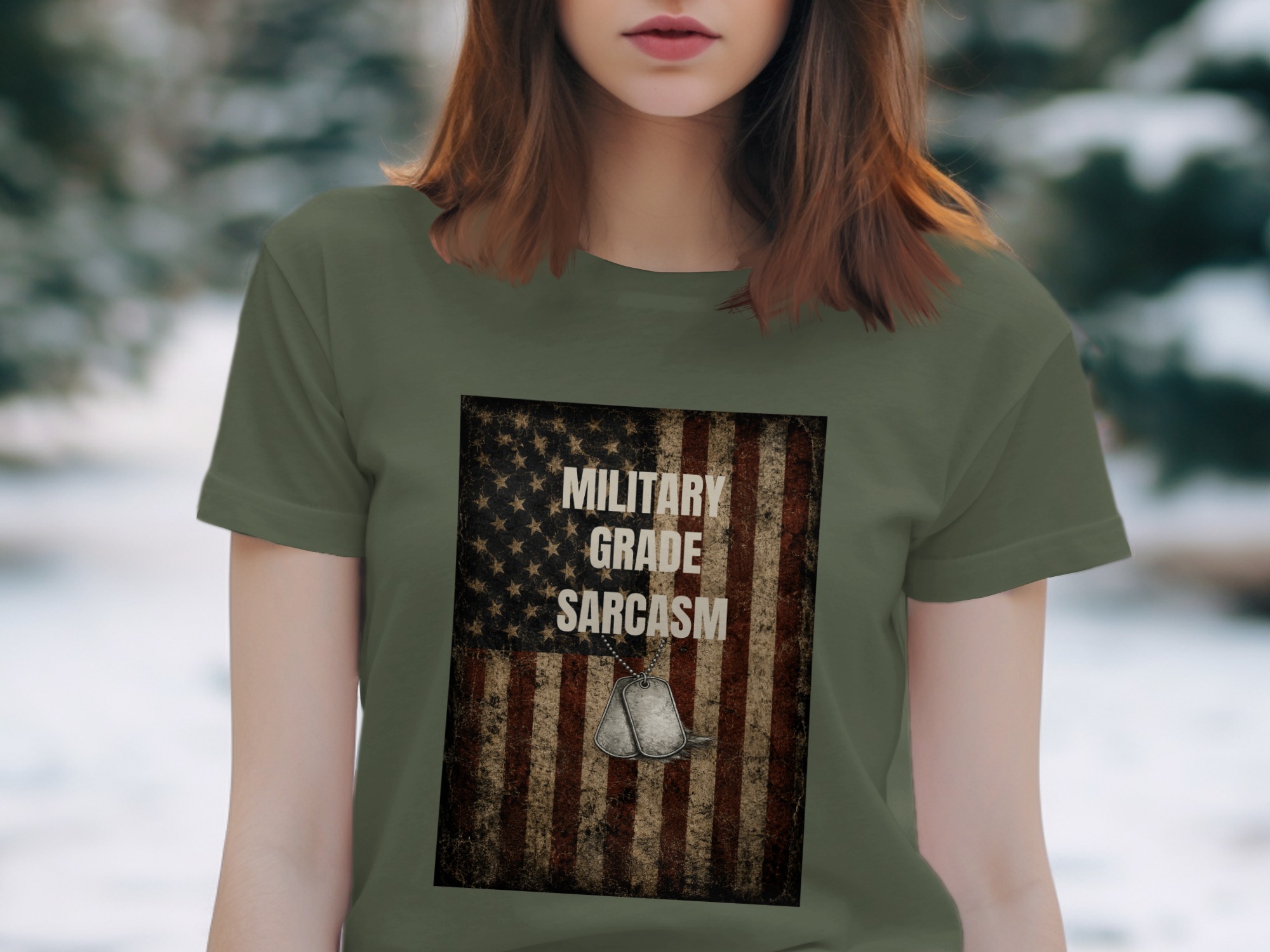 Military Grade Sarcasm T-Shirt, Distressed American Flag Veteran Gift, Patriotic Funny Tee with Faux Dog Tags - Image 6