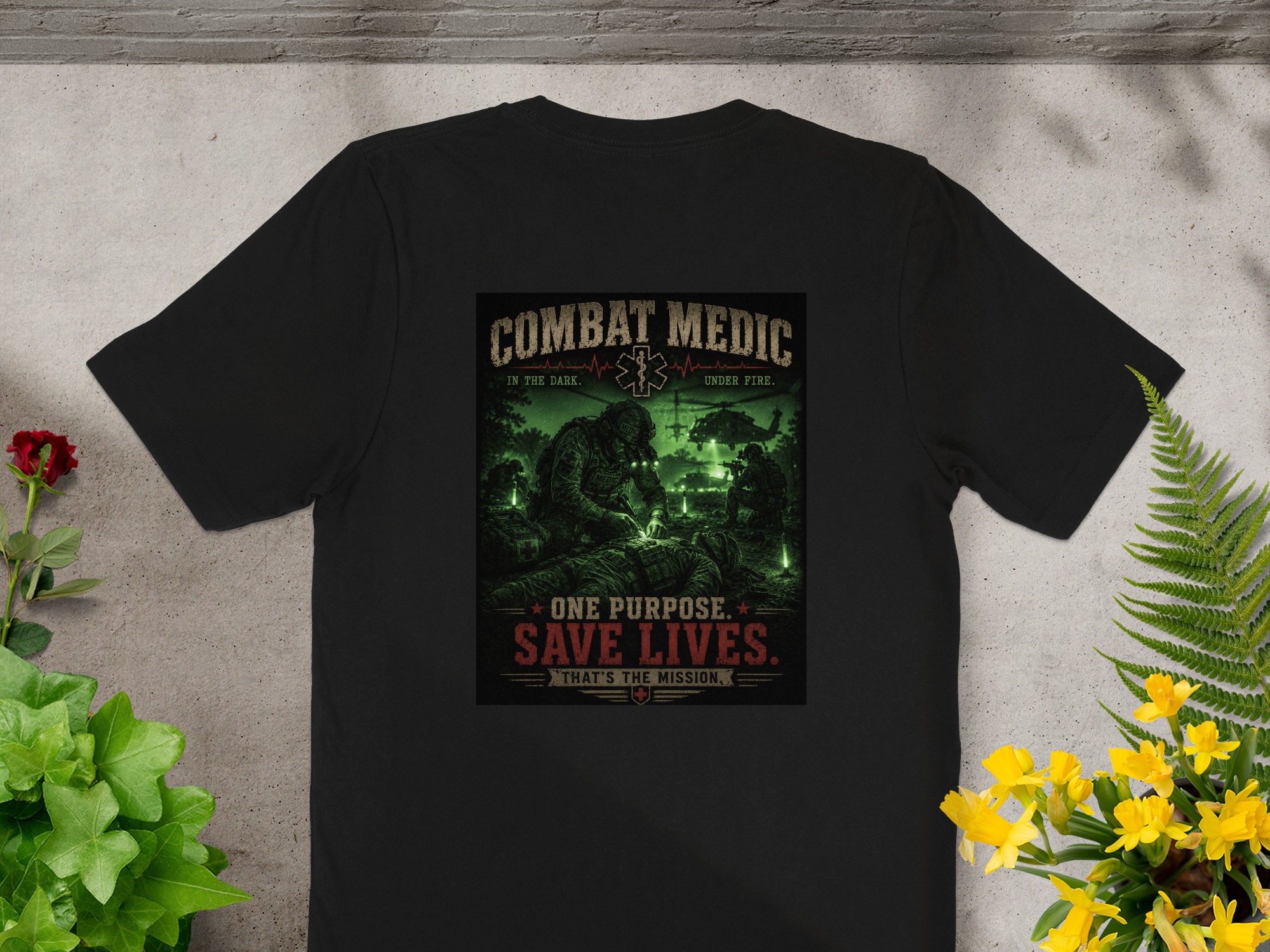 TITLE Combat Medic T-Shirt, One Purpose Save Lives, Army 68W Military Medic Shirt, Veteran Tactical Medical Gift, Star of Life Graphic Tee - Image 9