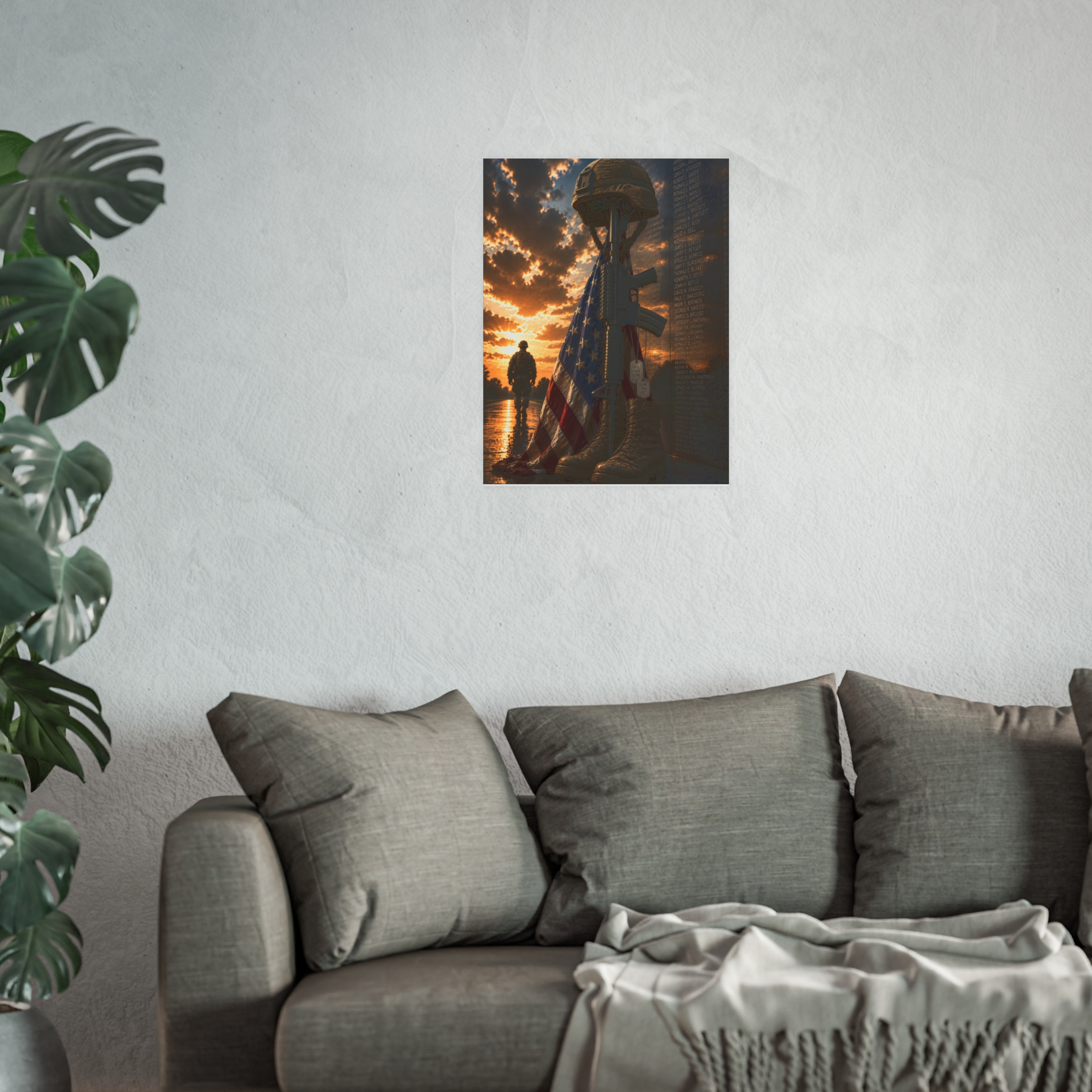 Military Tribute Wall Art - Veteran's Day Memorial Day American Flag Soldier Remembrance Print - Honor Our Heroes Patriotic Home Decor Gift - Image 3