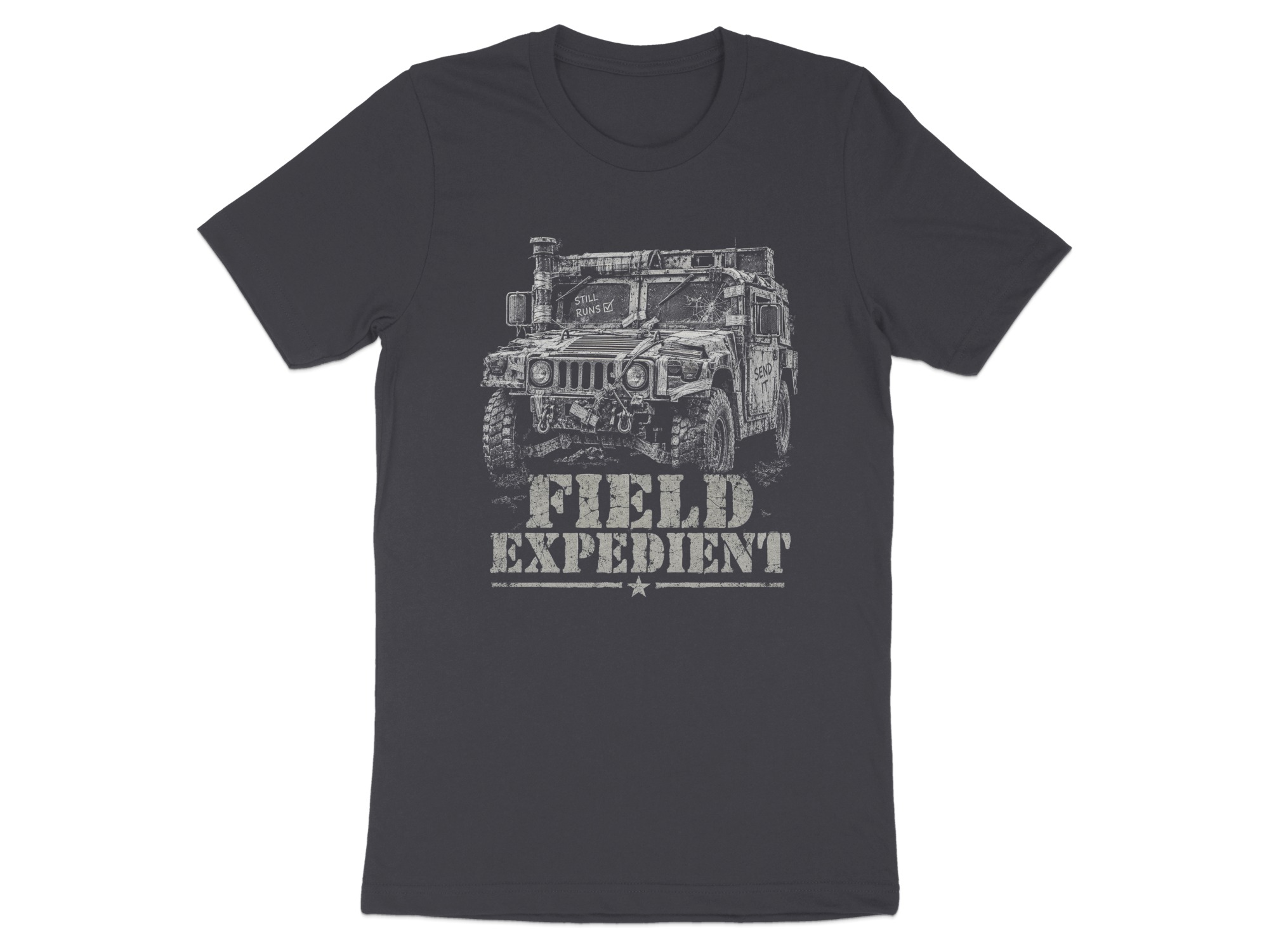 Field Expedient T-Shirt, Vintage Military 4x4 Truck Graphic Tee, Rugged Off Road Overlanding Shirt, Tactical Outdoor Vehicle Gift for Him - Image 10