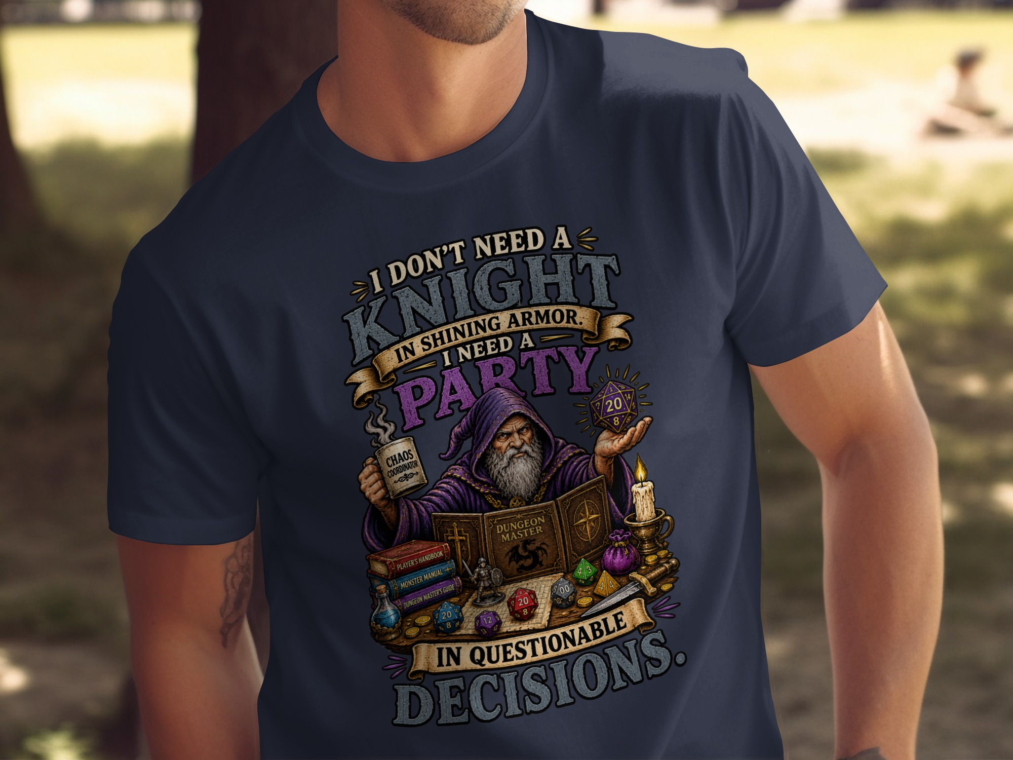 Dungeon Master Shirt, Chaos Coordinator DM Gift, Funny D&D RPG Game Night T-Shirt, Questionable Decisions Polyhedral Dice Tee - Image 6