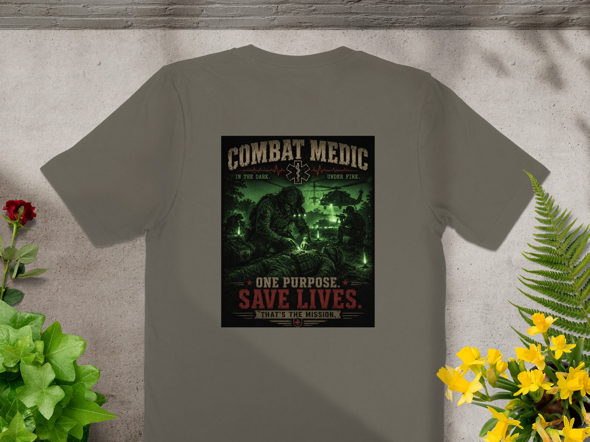 TITLE Combat Medic T-Shirt, One Purpose Save Lives, Army 68W Military Medic Shirt, Veteran Tactical Medical Gift, Star of Life Graphic Tee - Image 10