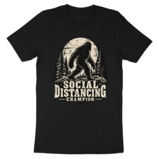 Bigfoot Social Distancing Shirt, Funny Sasquatch T-Shirt, Retro Hiking Graphic Tee, Sarcastic Introvert Camping Apparel, Gift for Him