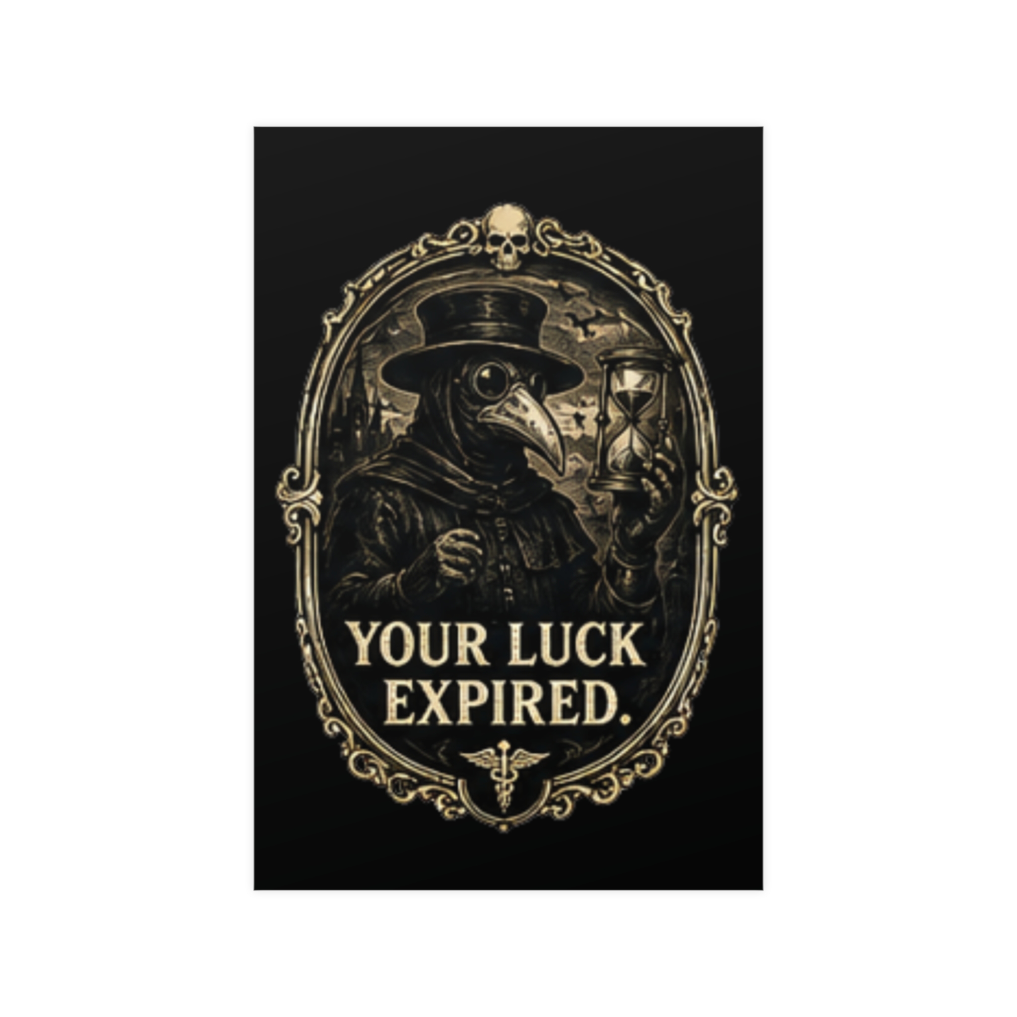 Gothic Plague Doctor 'Your Luck Expired' Macabre Art Print | Dark Academia Victorian Steampunk Wall Decor Poster - Image 4