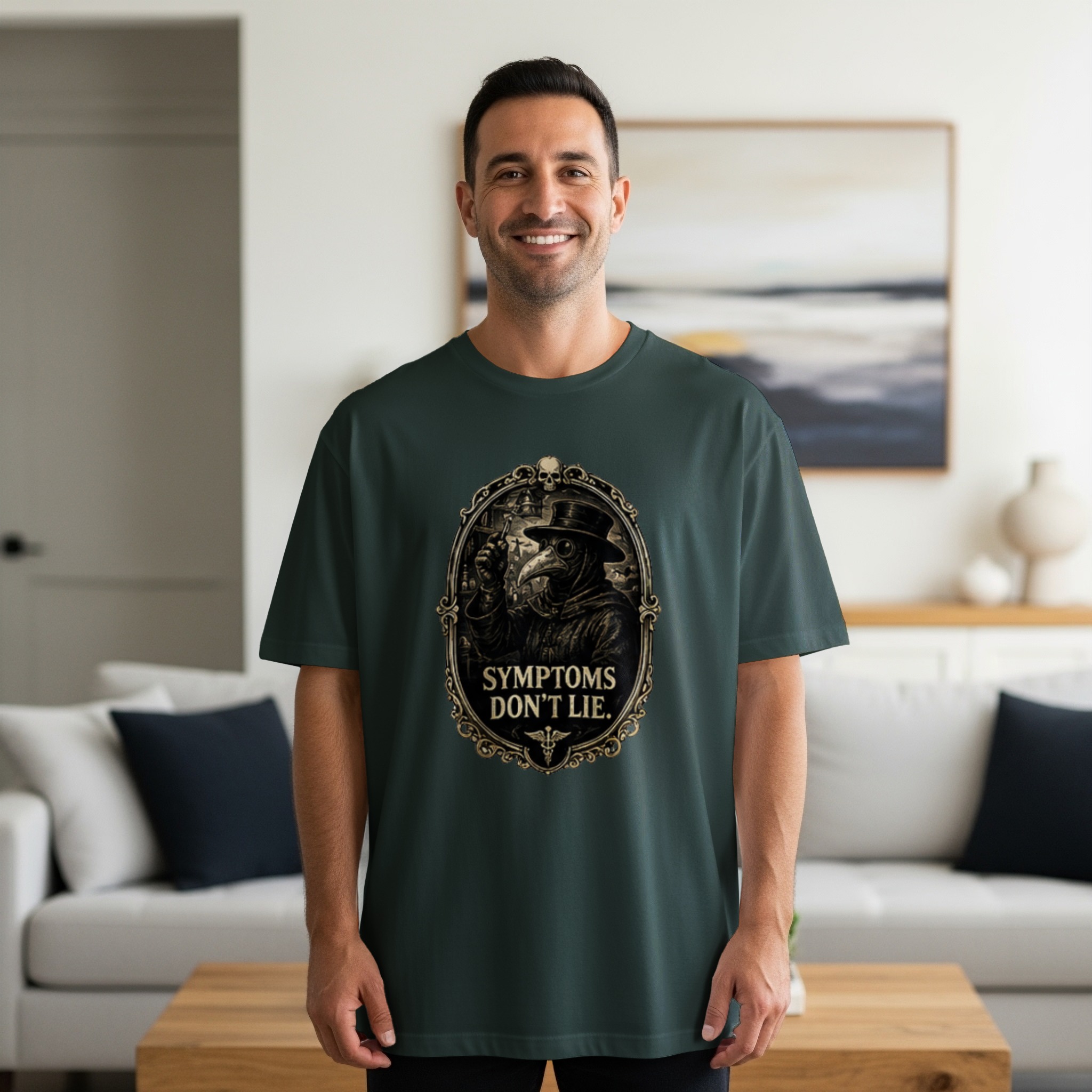 Plague Doctor Gothic T-Shirt | Dark Academia Medical History Tee | Vintage Macabre 'Symptoms Don't Lie' Graphic Shirt - Image 12