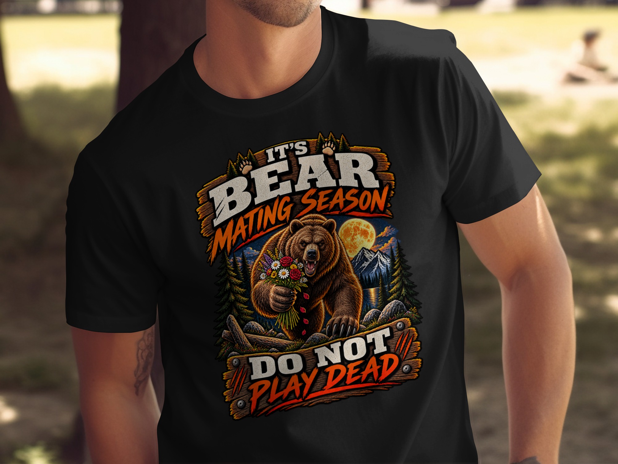 Bear Mating Season T-Shirt, Funny Camping Shirt, Do Not Play Dead Sarcastic Outdoor Hiking Graphic Tee, Humorous Nature Wilderness Gag Gift - Image 5