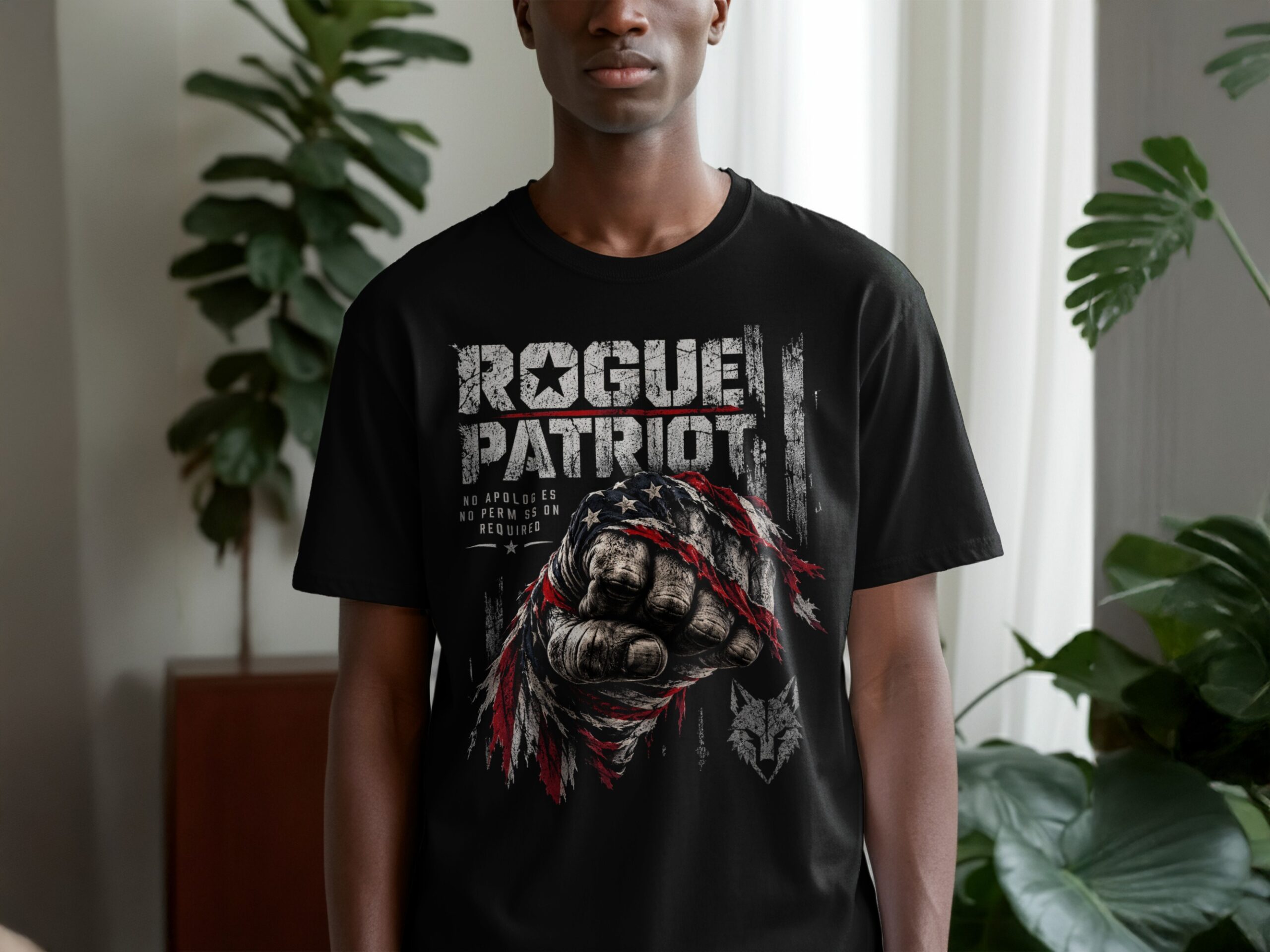 Rogue Patriot T-Shirt, USA Flag Fist Tee, Distressed American Flag Graphic Shirt, Vintage Veteran Apparel, 4th of July Gift for Him - Image 2