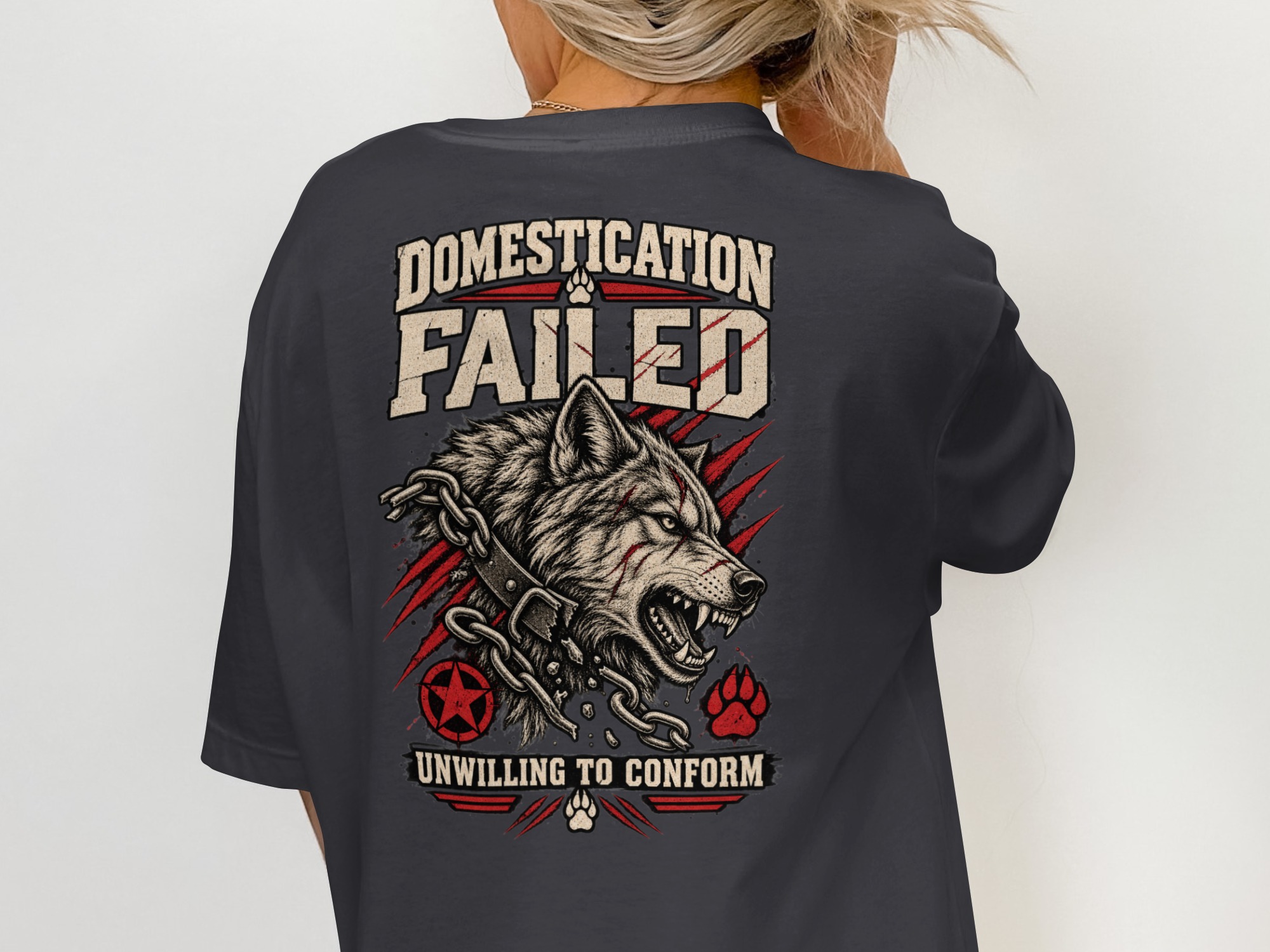 Nightwolf Originals Wolf Head Graphic T-Shirt, Distressed Grunge Style Tee, Edgy Wildlife Print Gift for Him - Image 2