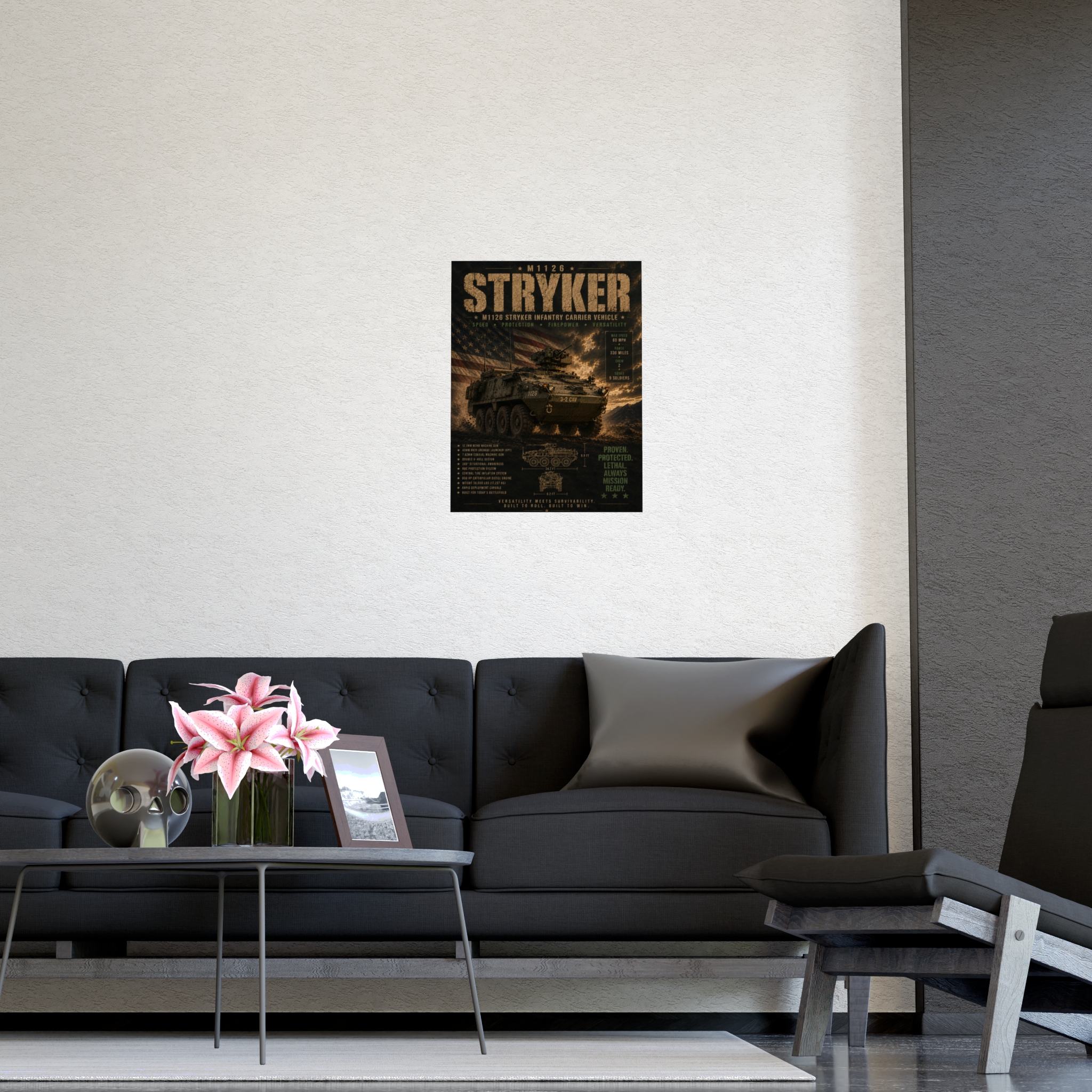 Stryker M1126 Infantry Carrier Vehicle Poster | Military Vehicle Wall Art | Army Enthusiast Decor - Image 3