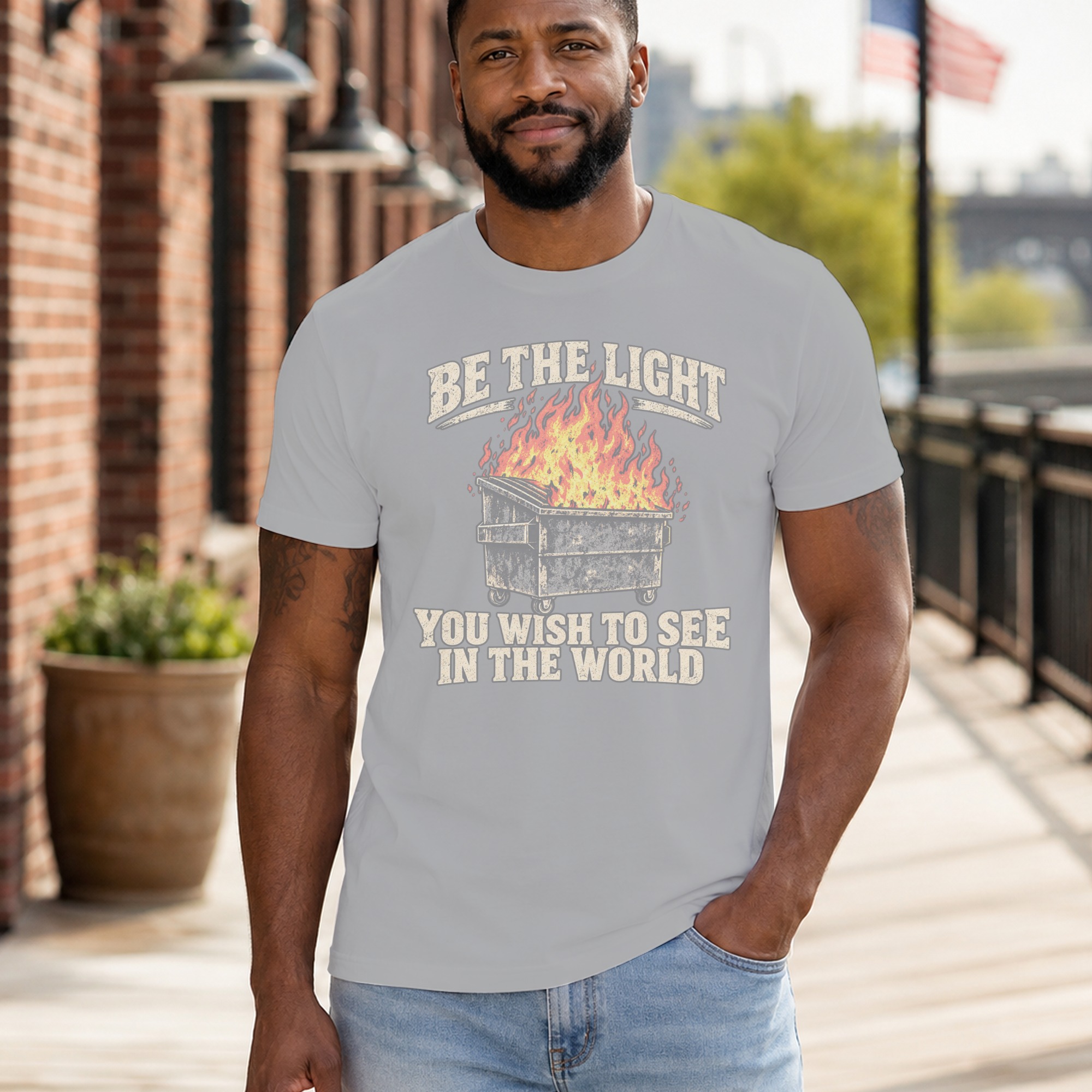 Dumpster Fire Shirt Funny Graphic T-Shirt Be The Light Sarcastic Meme Tee Vintage Grunge Humor Top Gag Gift for Best Friend Coworker - Image 11