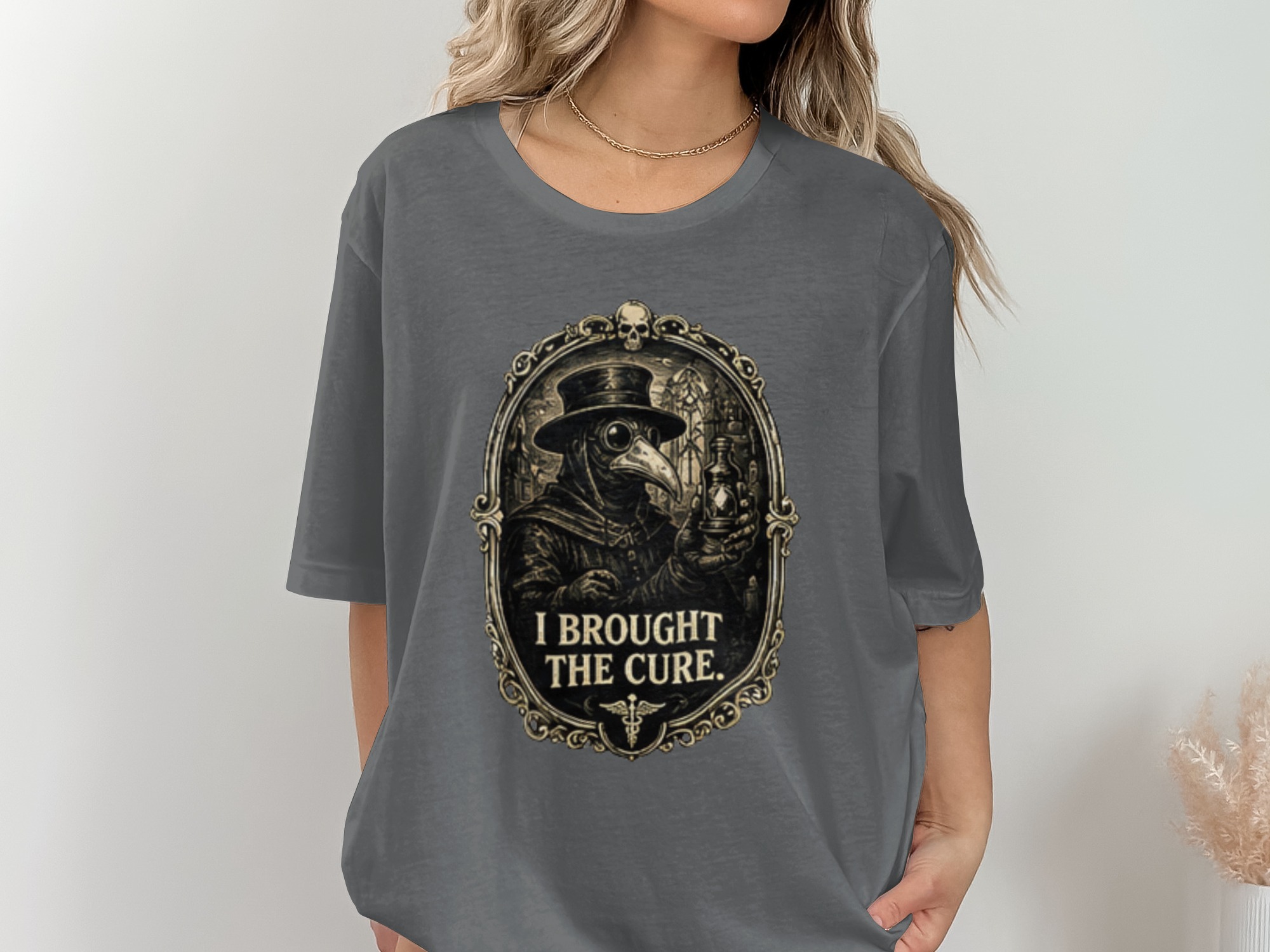 Plague Doctor 'I Brought The Cure' T-Shirt | Gothic Dark Academia Vintage Medical History Tee | Steampunk Renaissance Macabre Art Shirt Gift - Image 7