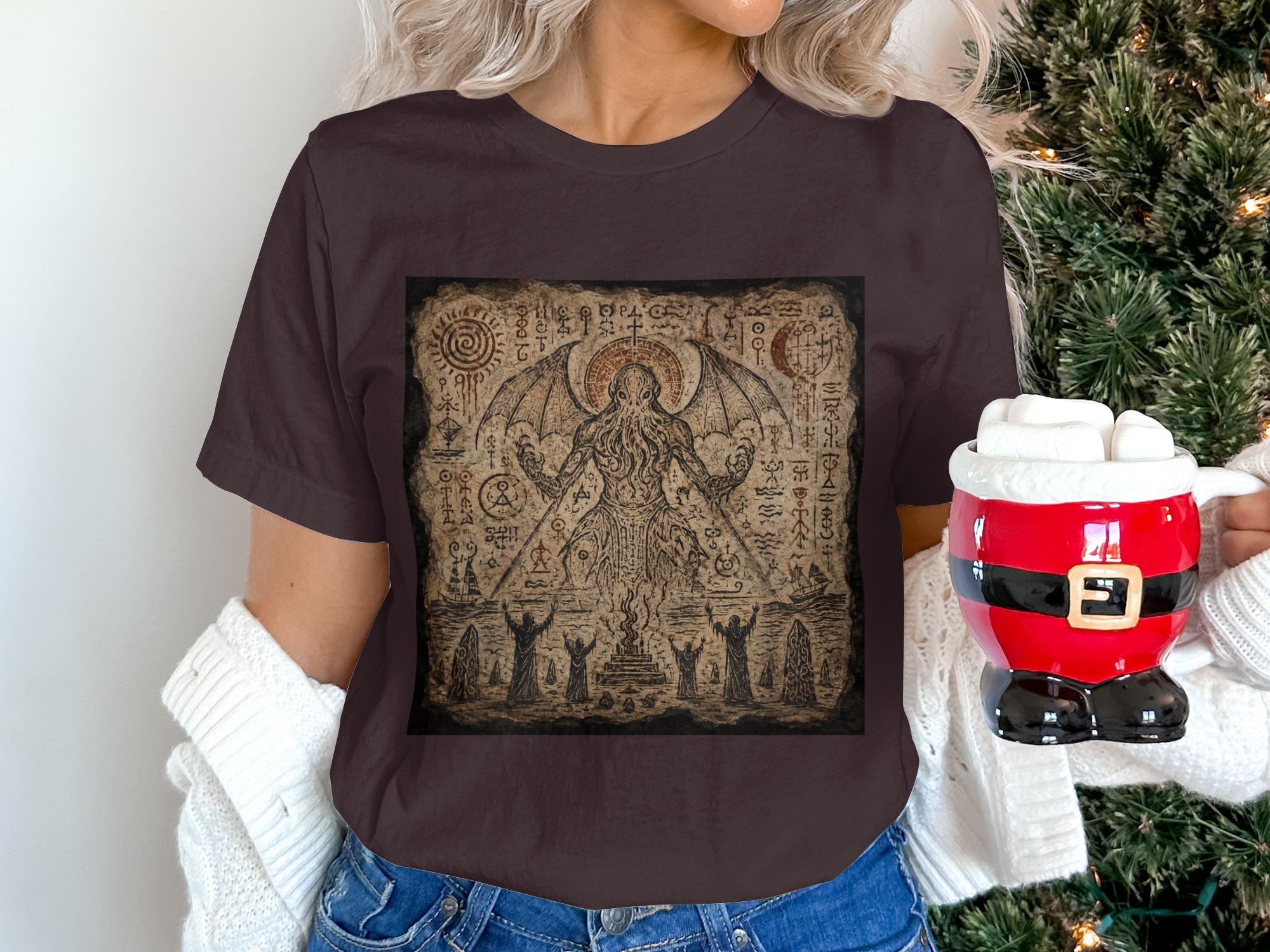 Lovecraftian Cthulhu Summoning Ritual T-Shirt, Eldritch Horror Occult Art Tee, Dark Academia Goth Mythos Fantasy Apparel Gift - Image 10
