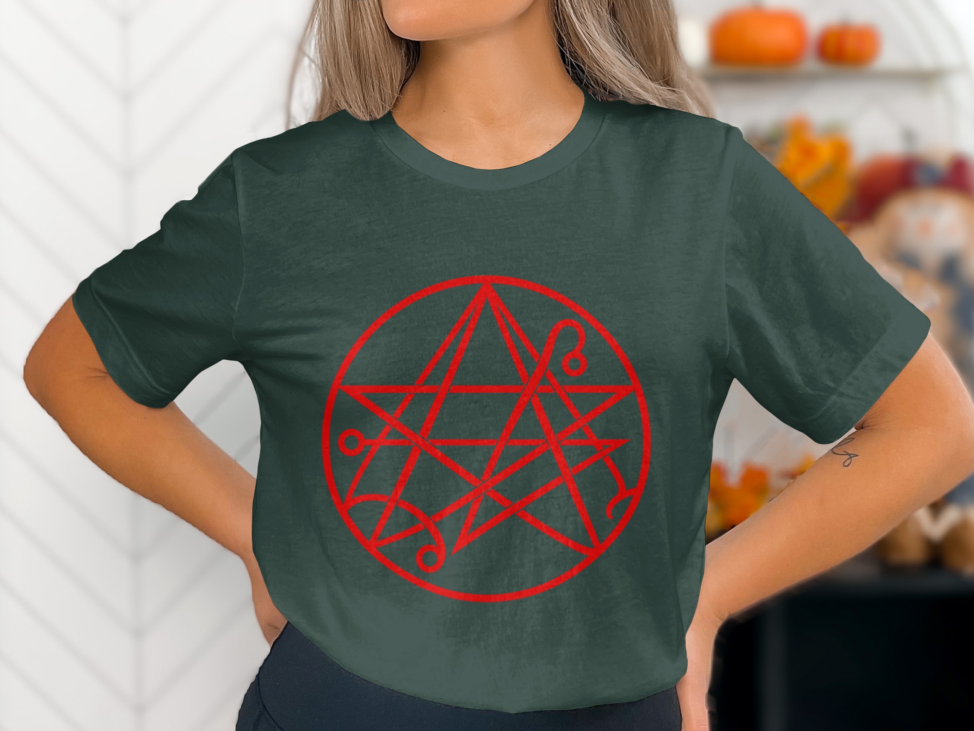 Occult Symbol Pentagram T-Shirt, Esoteric Sigil Graphic Tee, Gothic Witchy Supernatural Dark Academia Altar Mystic Apparel Gift - Image 3