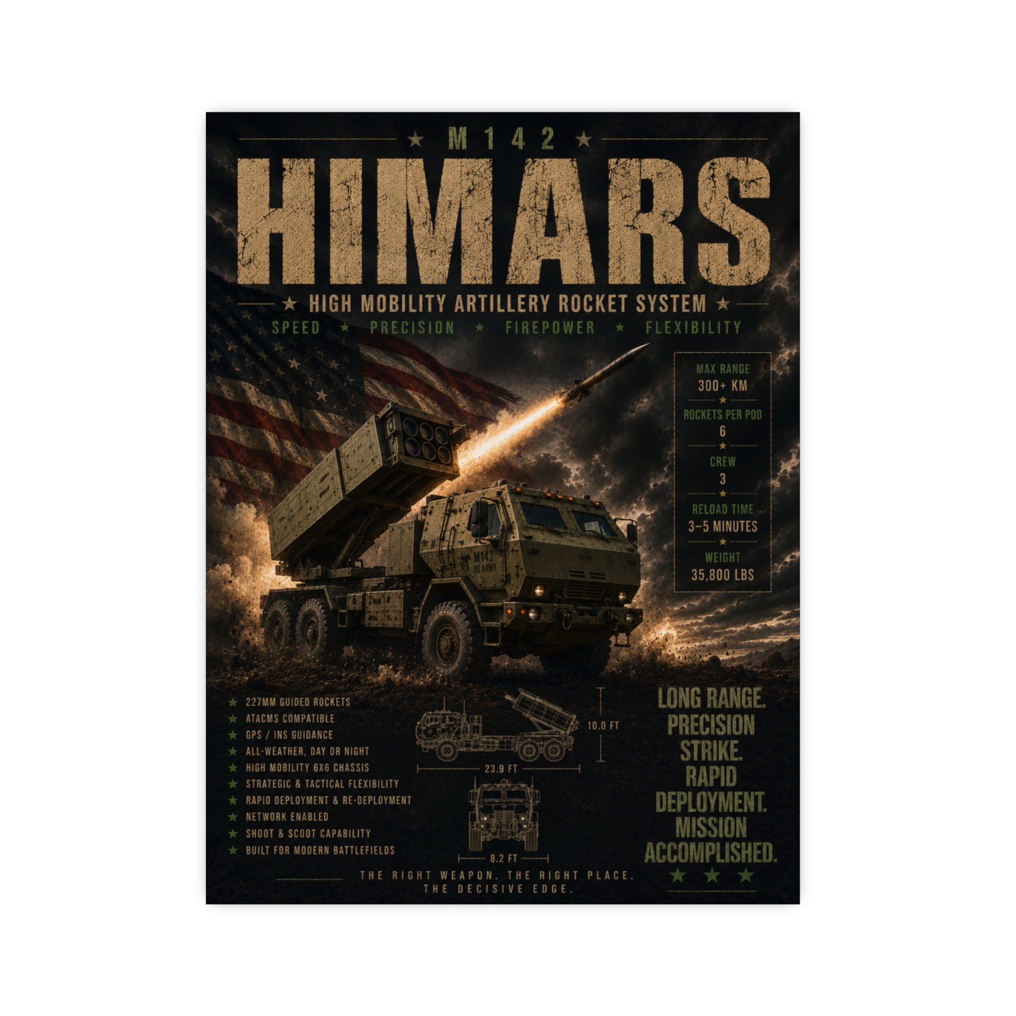 HIMARS Poster M142 High Mobility Artillery Rocket System Print Military Art Patriotic Decor Defense Gift for Him Veteran Wall Art - Image 4