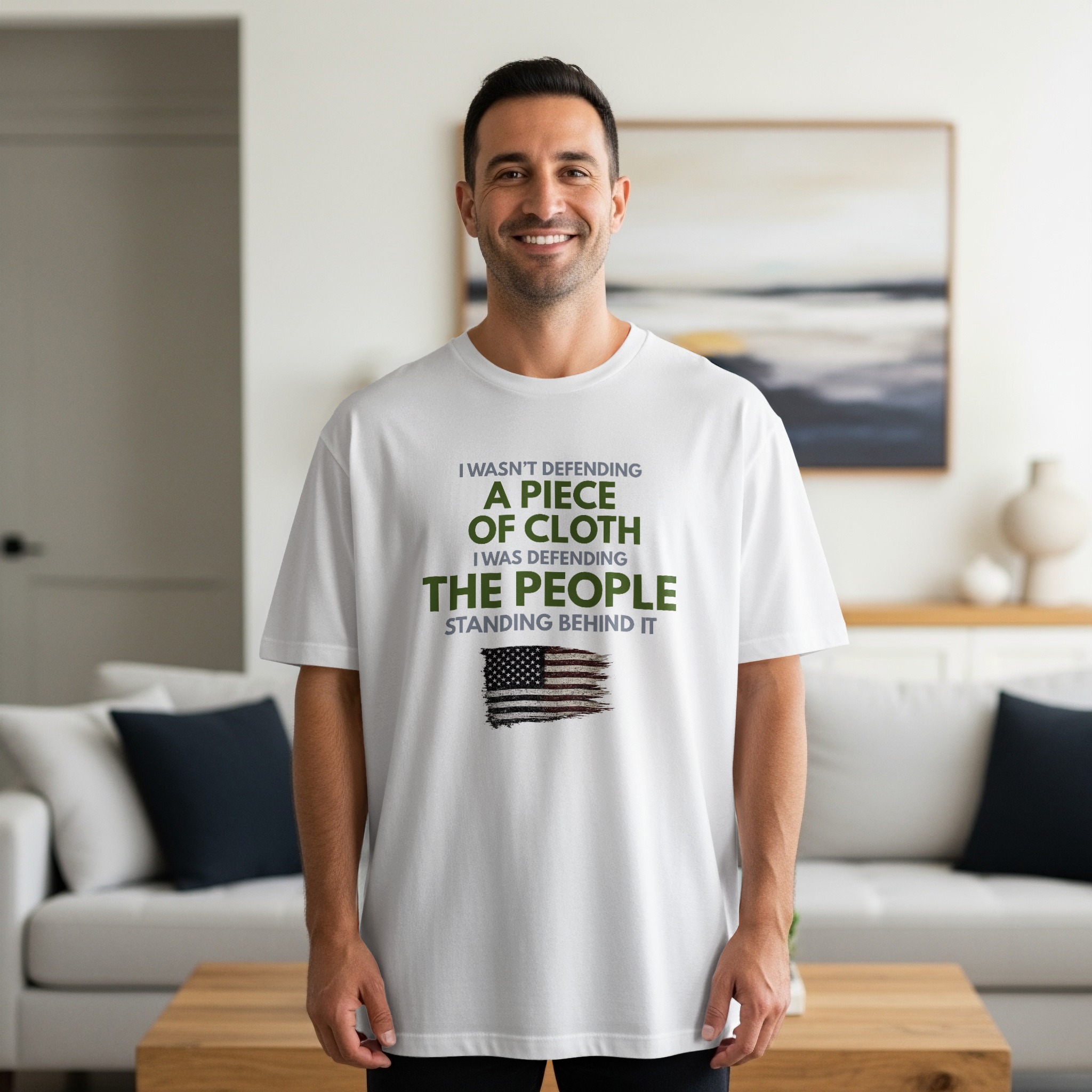 Patriotic Veteran T-Shirt, American Flag Grunge Tee, Military Quote Shirt, Defender of People Gift for Him Her, USA Pride Tee - Image 5