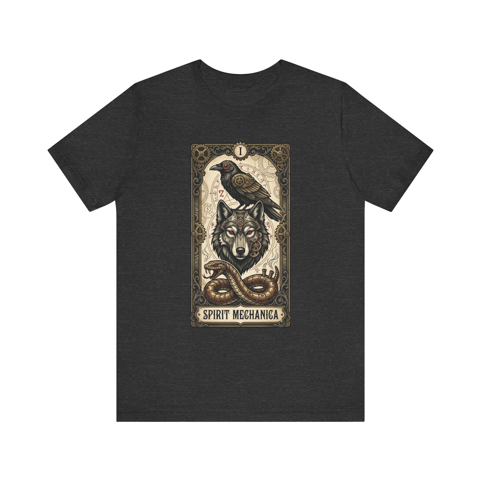 Spirit Mechanica Shirt | Steampunk Wolf Raven Tee | Dark Fantasy Animal Art | Gothic Tarot Inspired Shirt | Wolf Lover Gift - Image 10