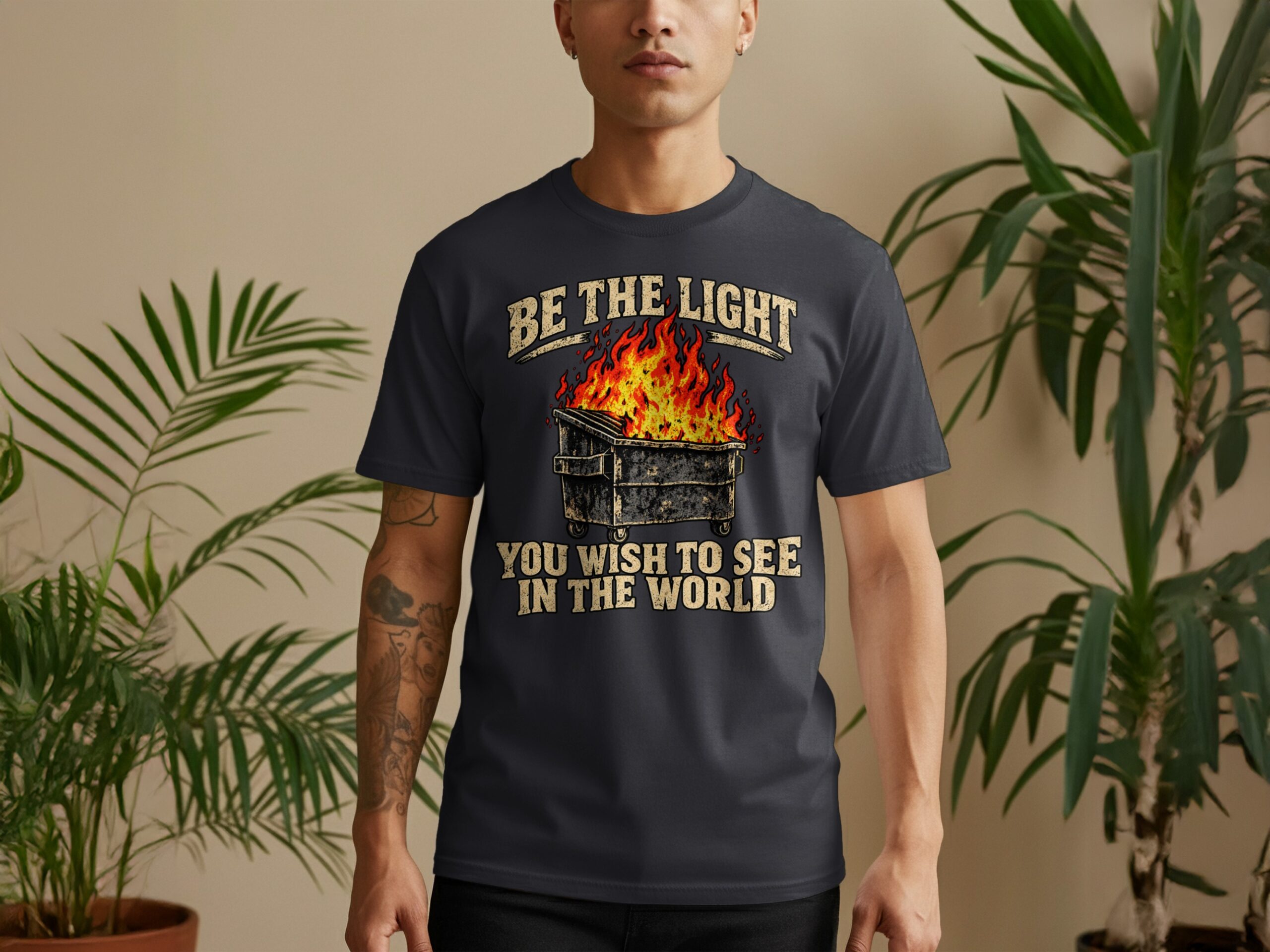 Dumpster Fire Shirt Funny Graphic T-Shirt Be The Light Sarcastic Meme Tee Vintage Grunge Humor Top Gag Gift for Best Friend Coworker - Image 7