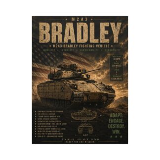 M2A3 Bradley Fighting Vehicle Poster, Military Tank Print, US Army Wall Art, Patriotic Decor, Veteran Gift for Him, Man Cave Artwork