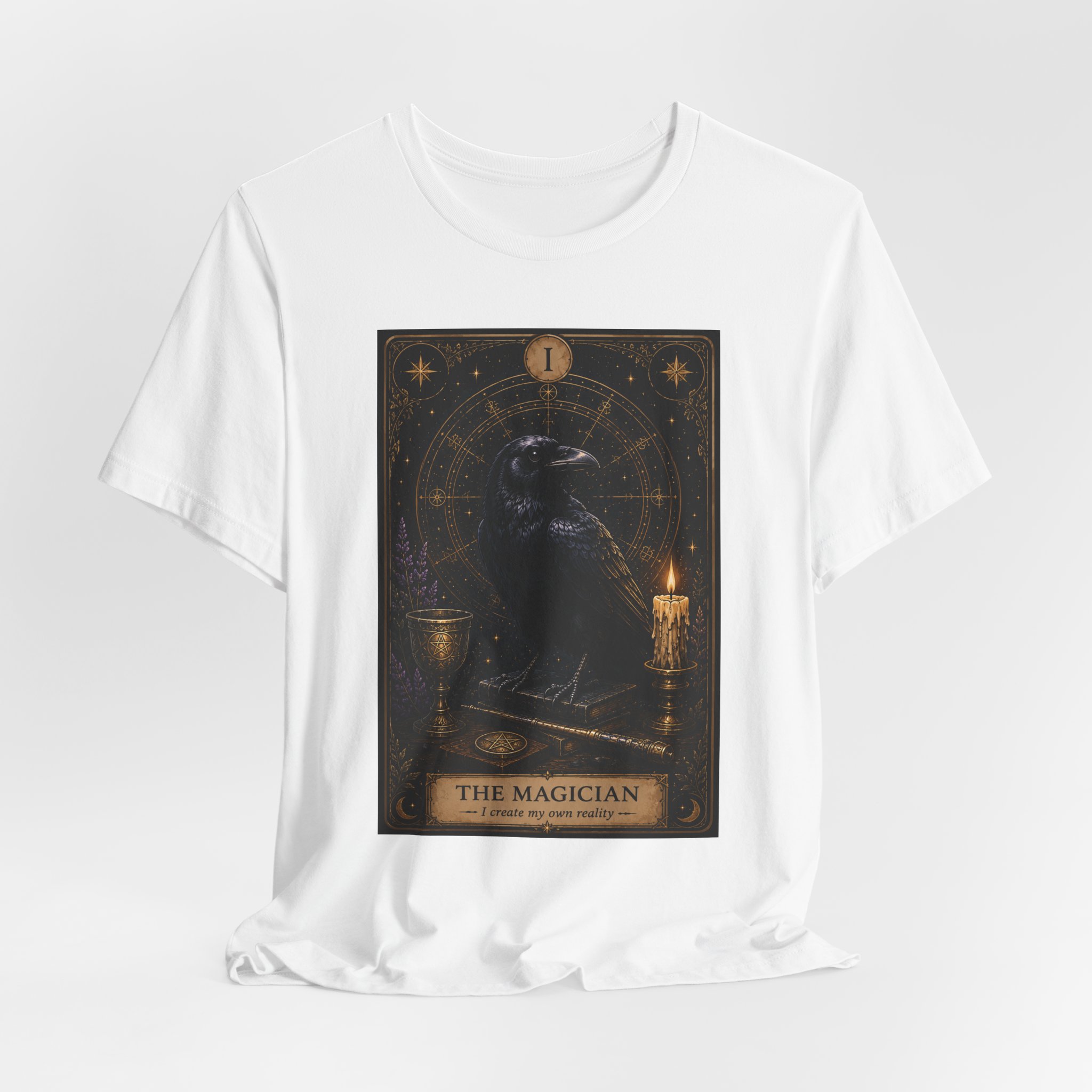 The Magician Tarot Crow T-Shirt | Occult Tarot Card Illustration - Image 3