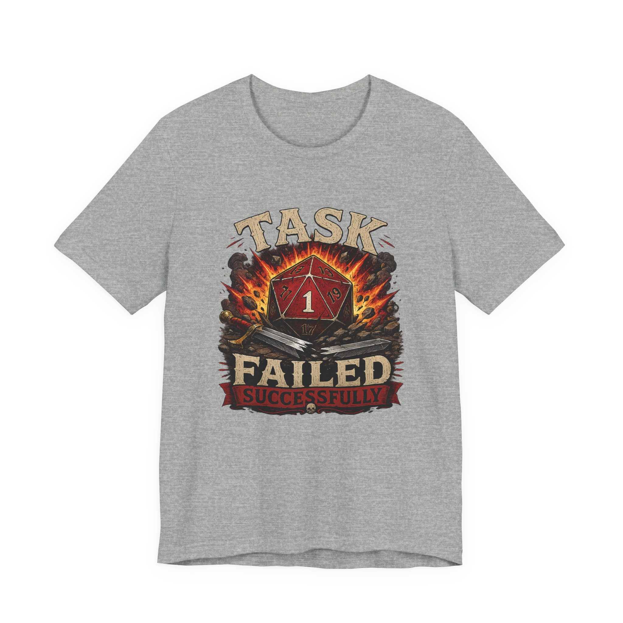 Task Failed Successfully Shirt | Nat 1 D20 Dice Shirt | Critical Fail RPG Humor | Funny DnD Gift | Dungeon Master Tabletop Gaming Tee - Image 7