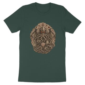 Lovecraftian Cthulhu Mythos T-Shirt, Dark Academia Occult Stone Carving Effect Tee, Cosmic Horror Elder God Graphic Shirt