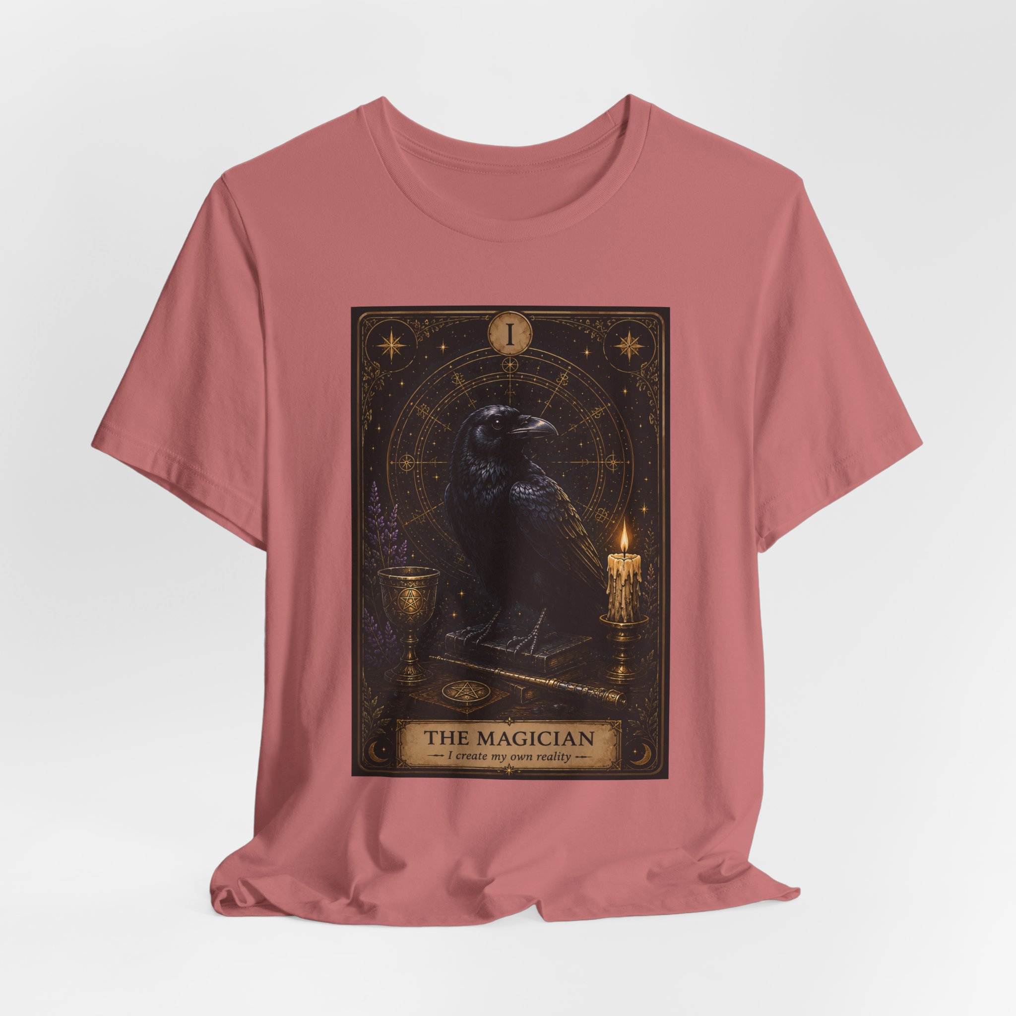 The Magician Tarot Crow T-Shirt | Occult Tarot Card Illustration - Image 8