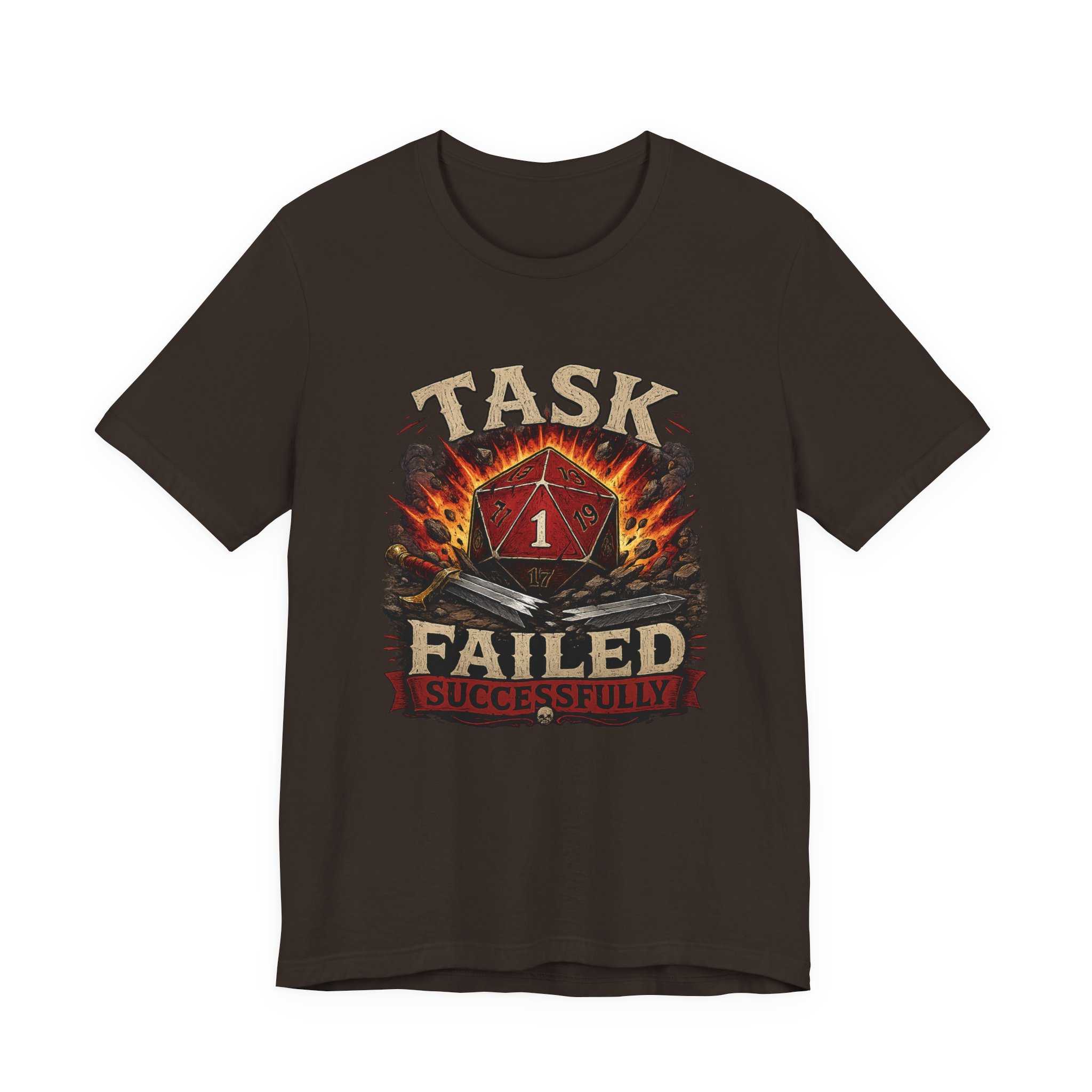 Task Failed Successfully Shirt | Nat 1 D20 Dice Shirt | Critical Fail RPG Humor | Funny DnD Gift | Dungeon Master Tabletop Gaming Tee - Image 6