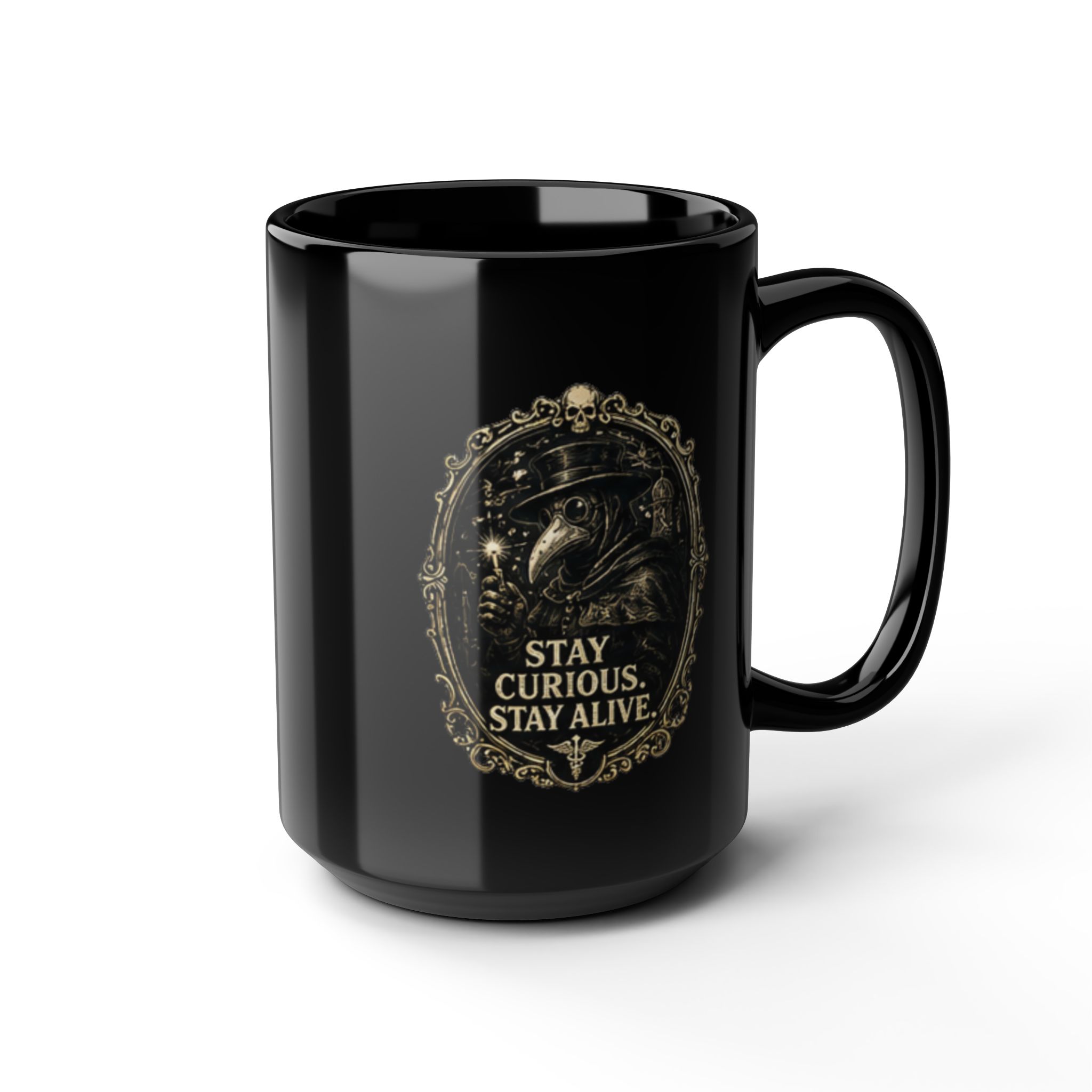 Plague Doctor Stay Curious Stay Alive Mug, Dark Academia Gothic Coffee Cup, Unique Witchy Gift for Him Her - Image 12