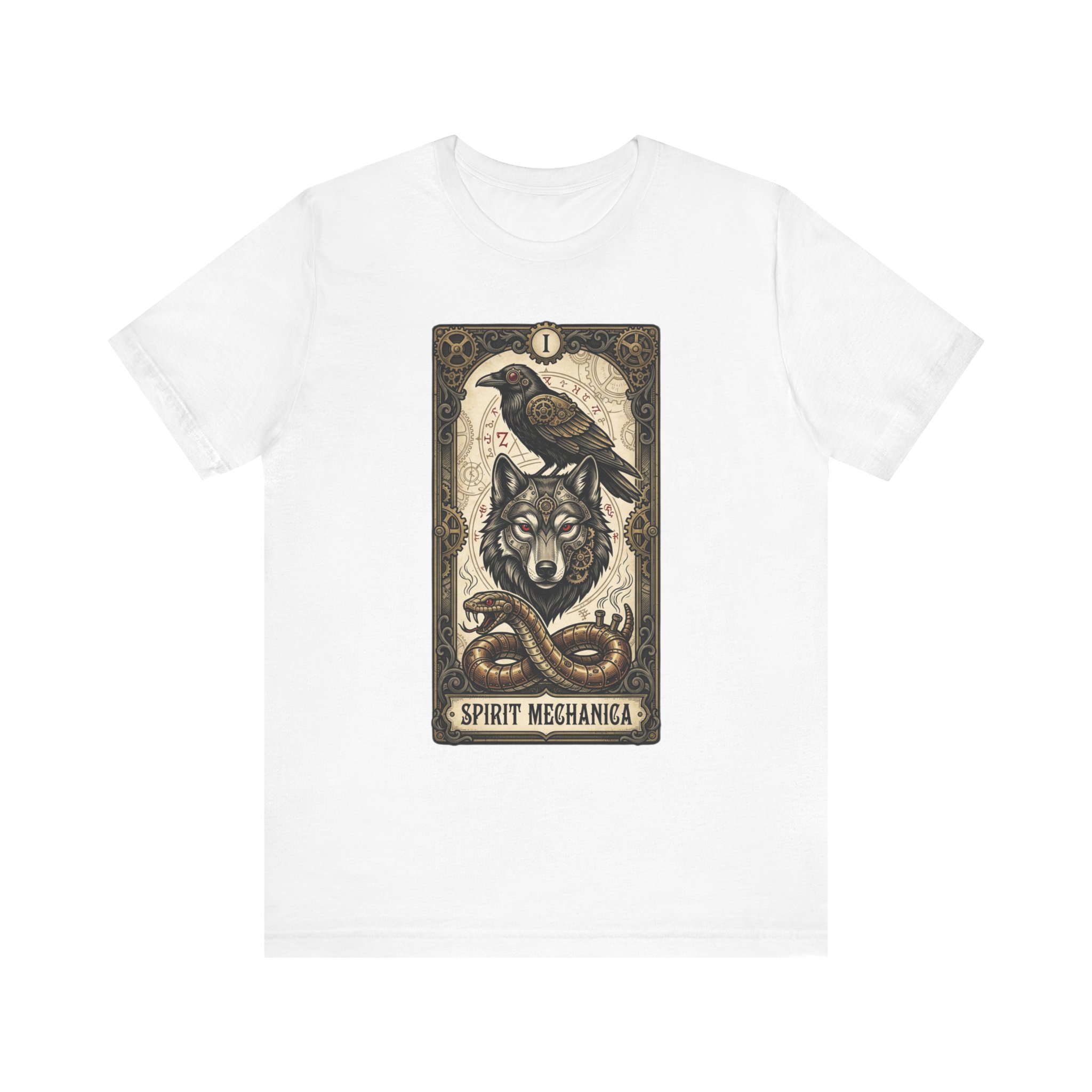 Spirit Mechanica Shirt | Steampunk Wolf Raven Tee | Dark Fantasy Animal Art | Gothic Tarot Inspired Shirt | Wolf Lover Gift - Image 4