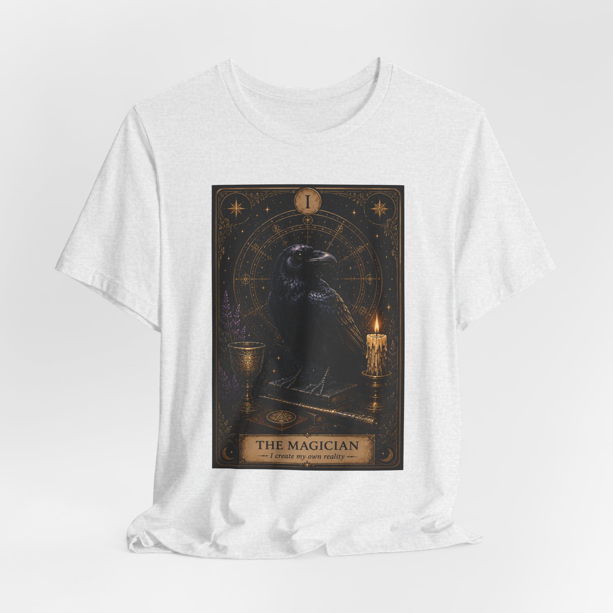 The Magician Tarot Crow T-Shirt | Occult Tarot Card Illustration - Image 7
