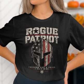 Rogue Patriot T-Shirt Spartan Helmet American Flag Veteran Graphic Tee, Distressed Tactical Warrior Shirt, Patriotic Gift for Men