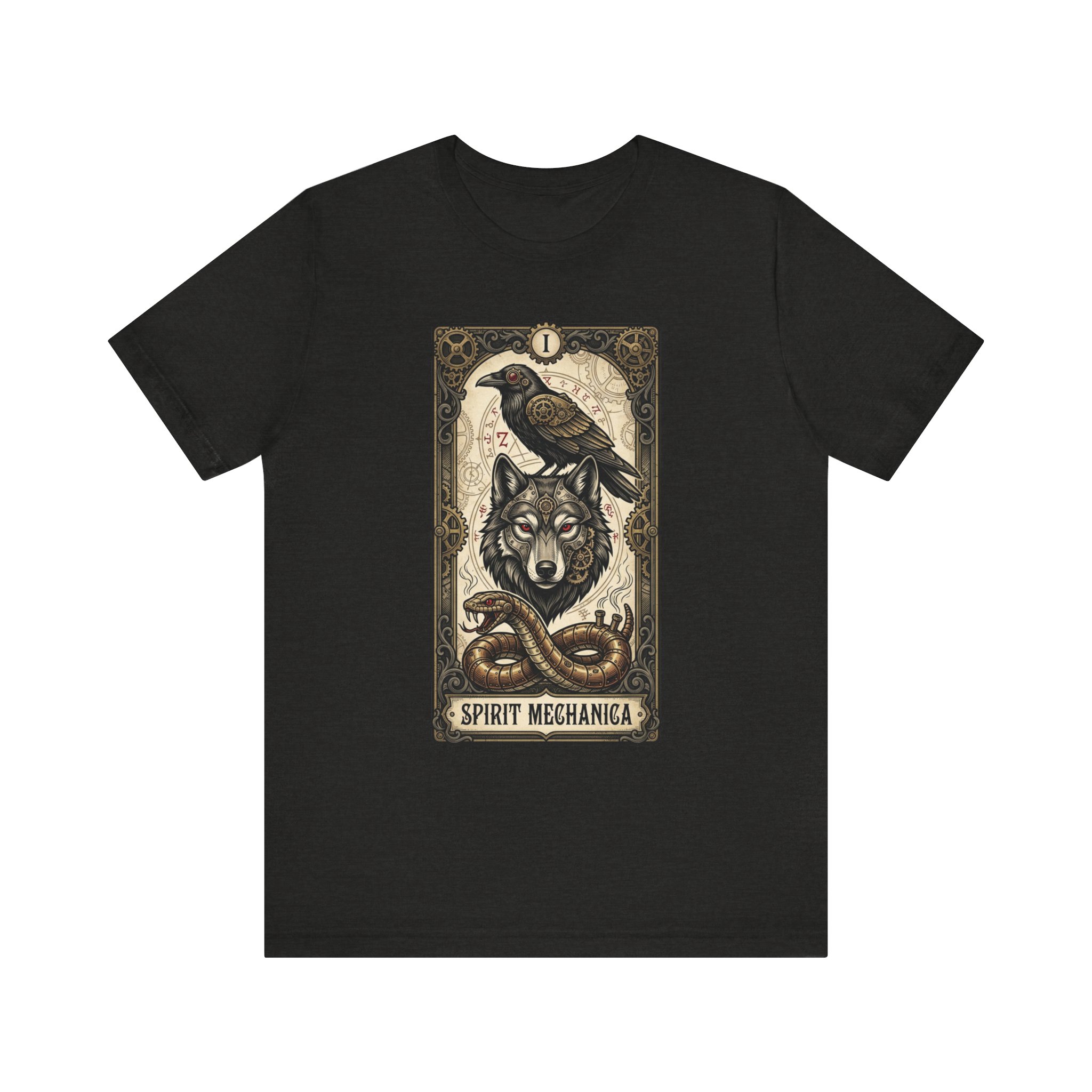Spirit Mechanica Shirt | Steampunk Wolf Raven Tee | Dark Fantasy Animal Art | Gothic Tarot Inspired Shirt | Wolf Lover Gift - Image 9