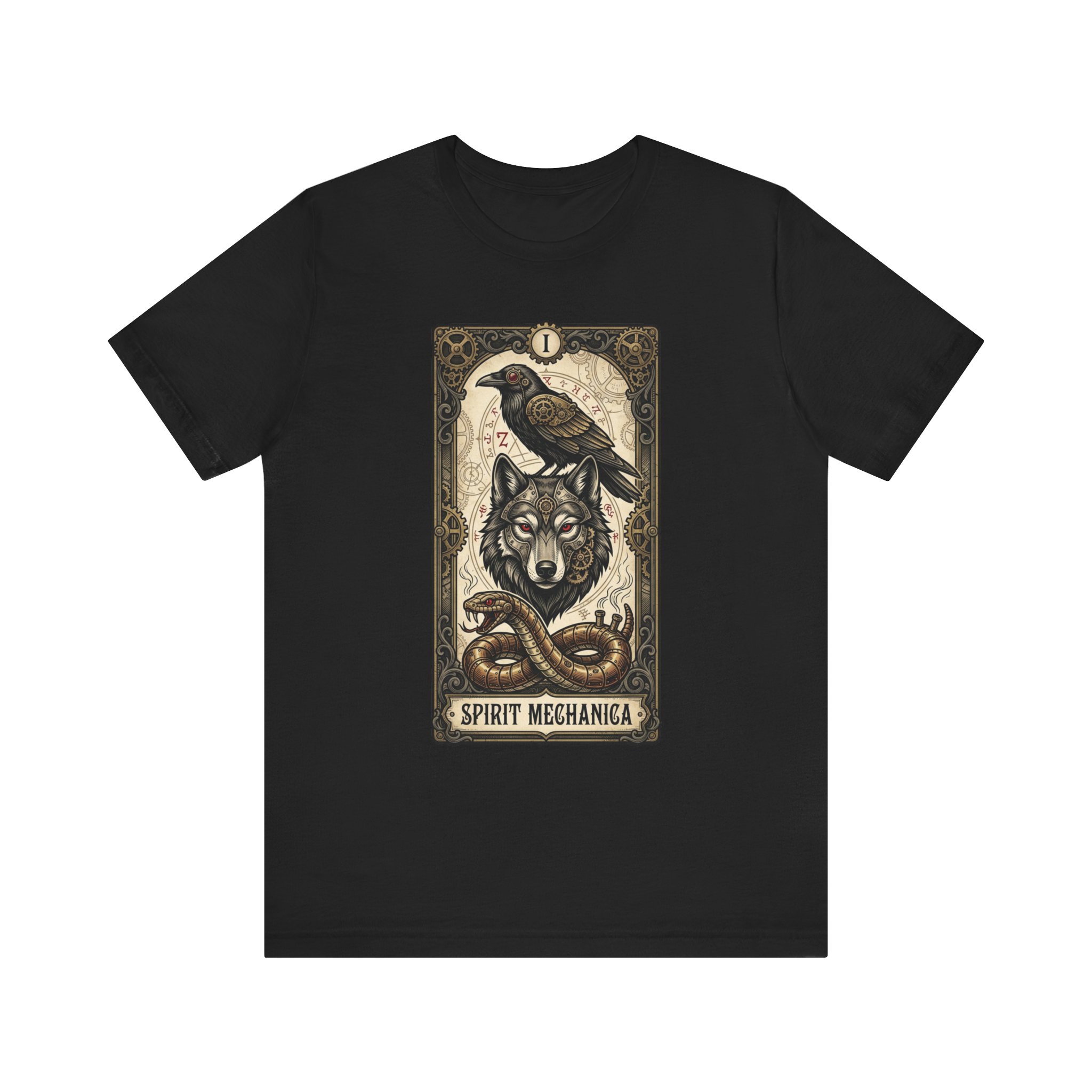 Spirit Mechanica Shirt | Steampunk Wolf Raven Tee | Dark Fantasy Animal Art | Gothic Tarot Inspired Shirt | Wolf Lover Gift - Image 6