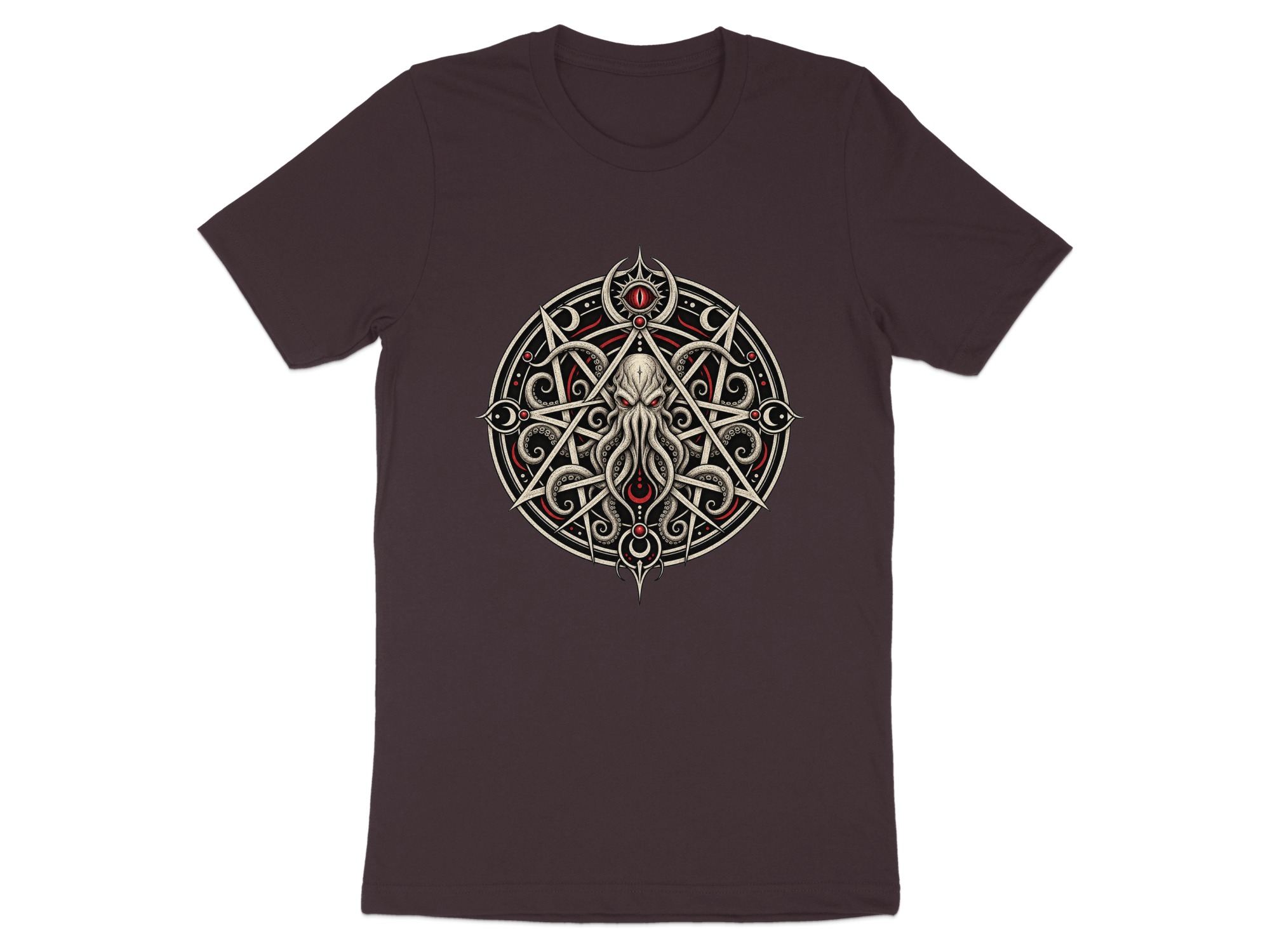 Lovecraftian Cthulhu Pentagram T-Shirt, Eldritch Horror Eye Gothic Occult Graphic Tee for Dark Academia Fans & Fantasy Fan Gift - Image 14