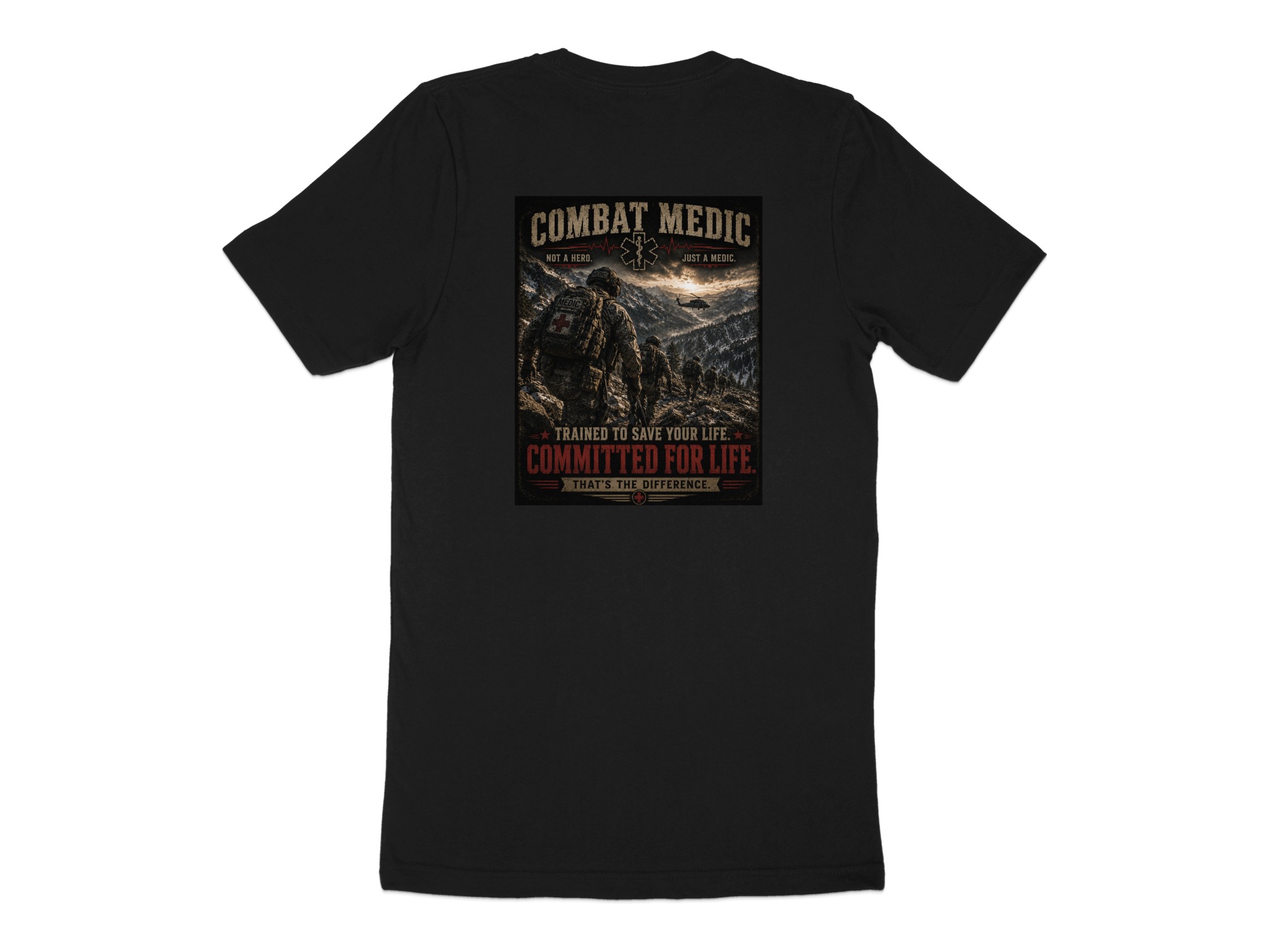 TITLE Combat Medic T-Shirt, Committed for Life, Army 68W Military Medic Shirt, Veteran Tactical Medical Gift, Star of Life Graphic Tee - Image 7