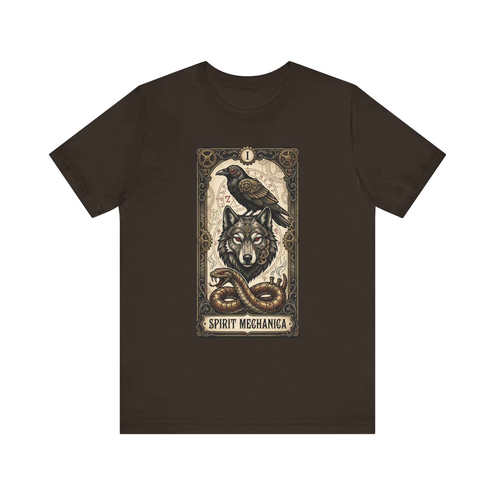 Spirit Mechanica Shirt | Steampunk Wolf Raven Tee | Dark Fantasy Animal Art | Gothic Tarot Inspired Shirt | Wolf Lover Gift - Image 5