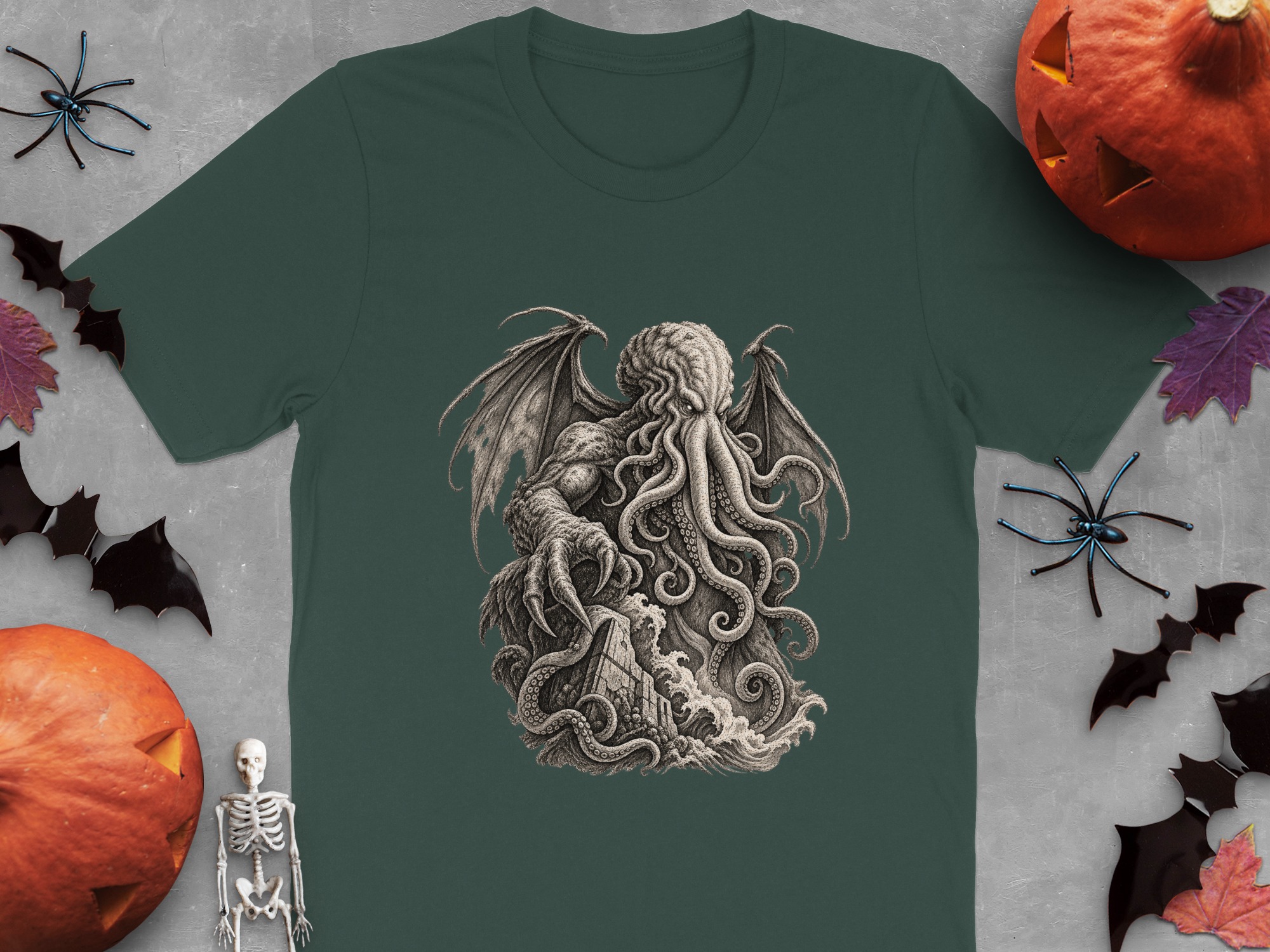 Cthulhu Lovecraftian Horror T-Shirt, Dark Academia Gothic Mythos Tentacle Monster Graphic Tee, Eldritch Cosmic Art - Image 4