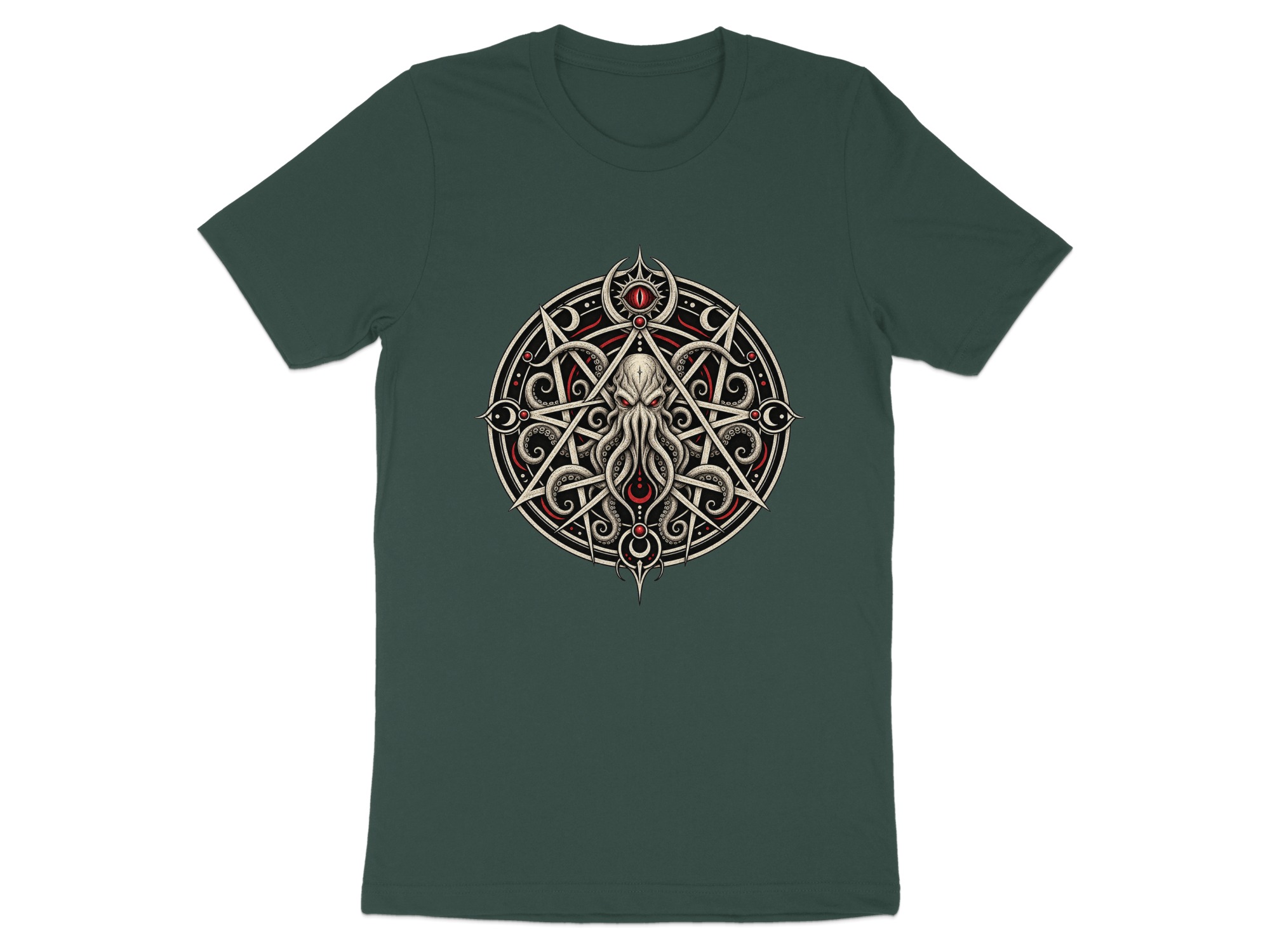 Lovecraftian Cthulhu Pentagram T-Shirt, Eldritch Horror Eye Gothic Occult Graphic Tee for Dark Academia Fans & Fantasy Fan Gift - Image 10