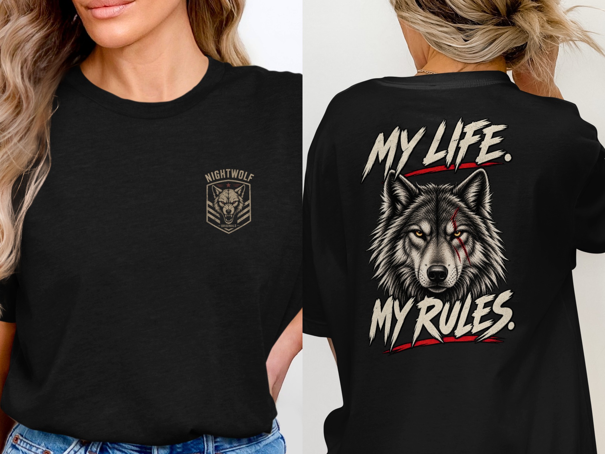 Nightwolf T-Shirt, Distressed Wolf Head Graphic Tee, Grunge Style Mens Shirt, Edgy Wolf Lover Gift, Wilderness Inspired Top - Image 11