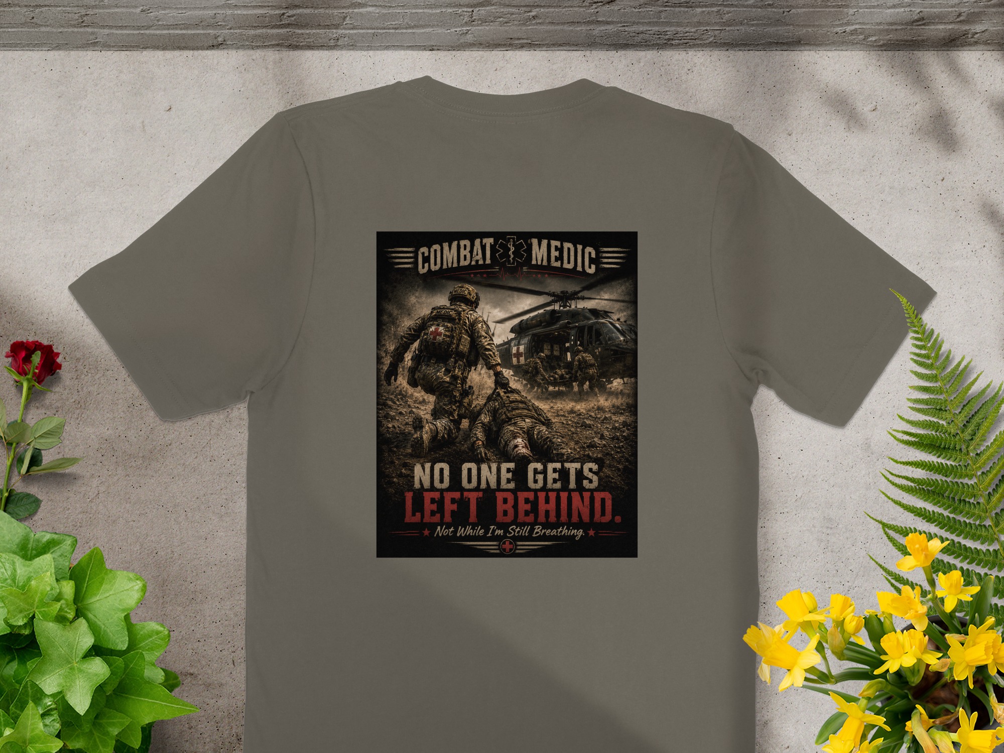 TITLE Combat Medic T-Shirt, No One Gets Left Behind, Army 68W Military Medic Shirt, Veteran Tactical Medical Gift, Star of Life Graphic Tee - Image 10