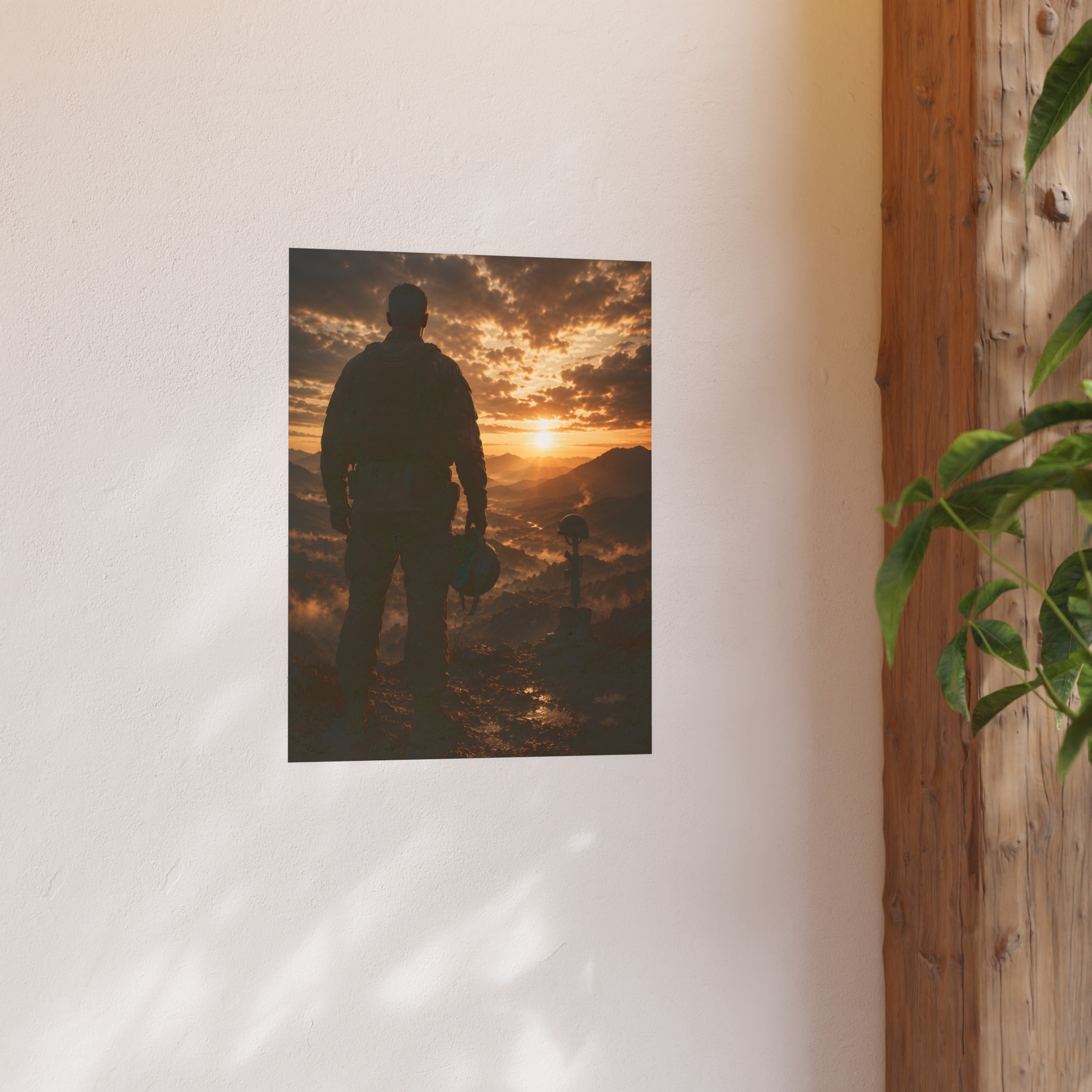 Patriotic Military Wall Art Print | Soldier Sunset Memorial Landscape | Veterans Day Gift for Heroic Armed Forces Decor - Image 4