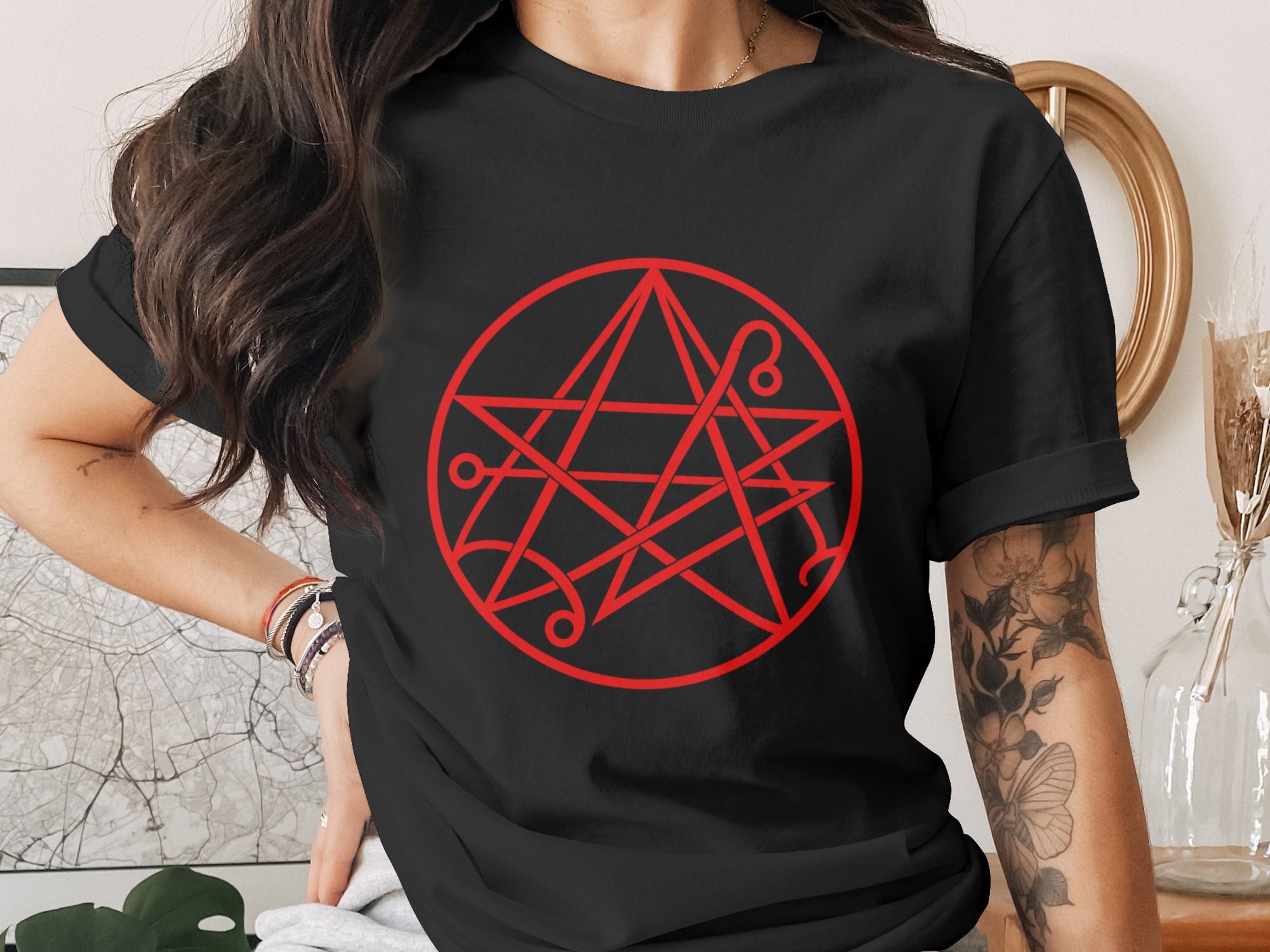 Occult Symbol Pentagram T-Shirt, Esoteric Sigil Graphic Tee, Gothic Witchy Supernatural Dark Academia Altar Mystic Apparel Gift - Image 11
